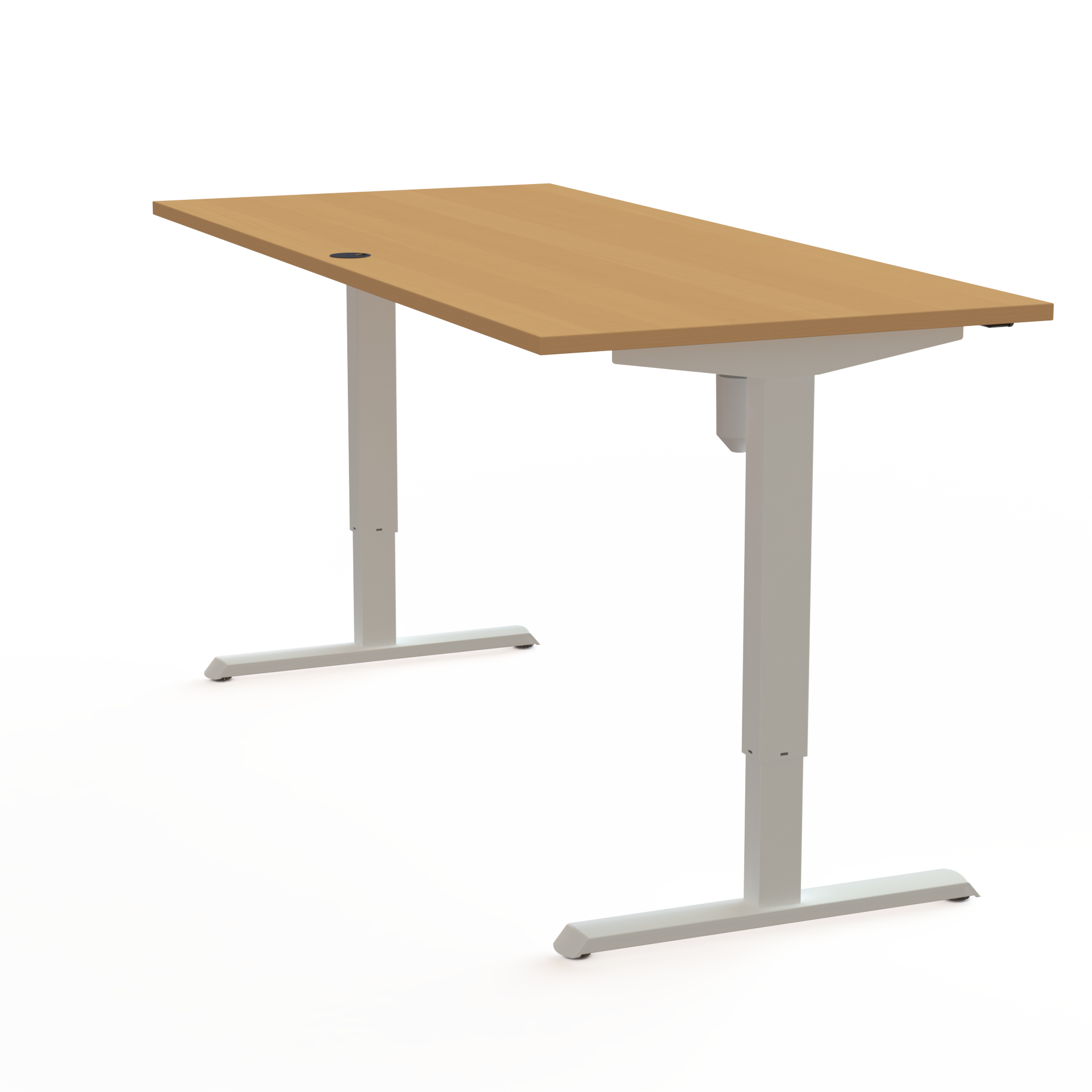 Schreibtisch steh/sitz | 180x80 cm | Buche mit weißem Gestell