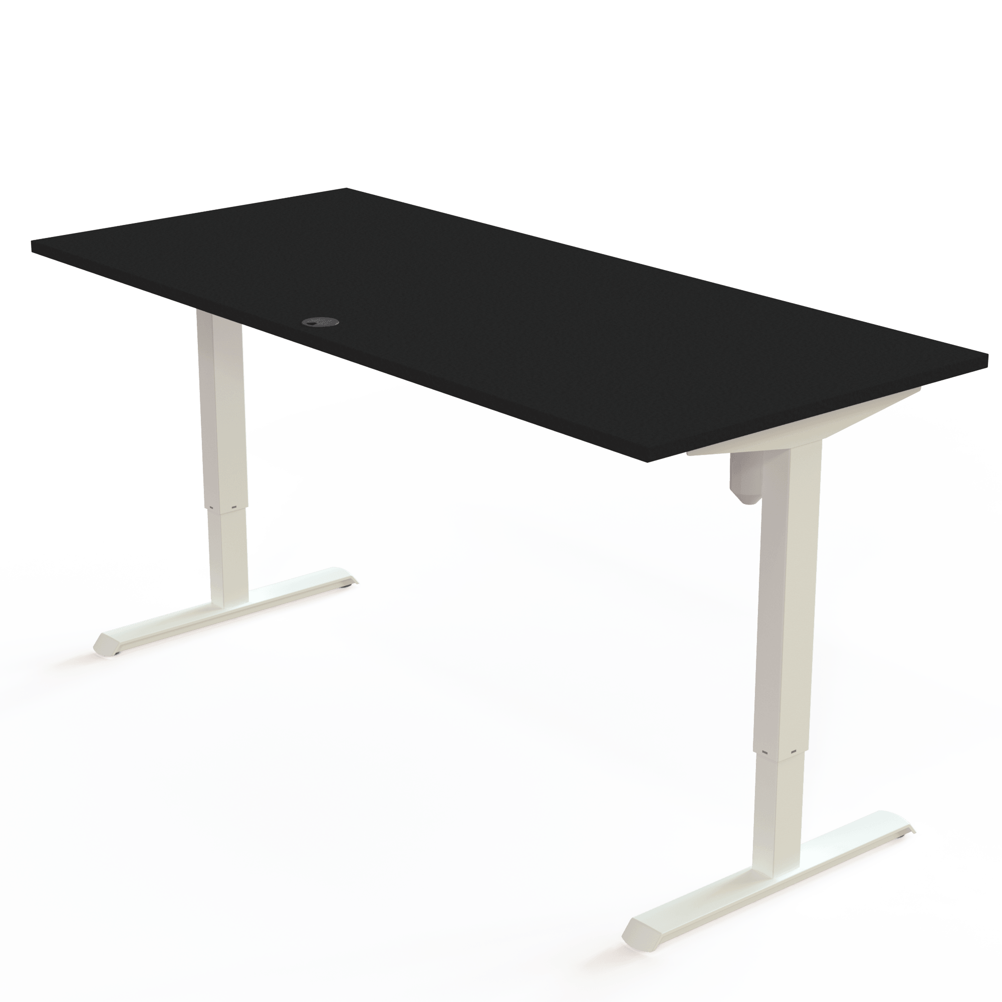 Schreibtisch steh/sitz | 180x80 cm | Schwarz mit weißem Gestell
