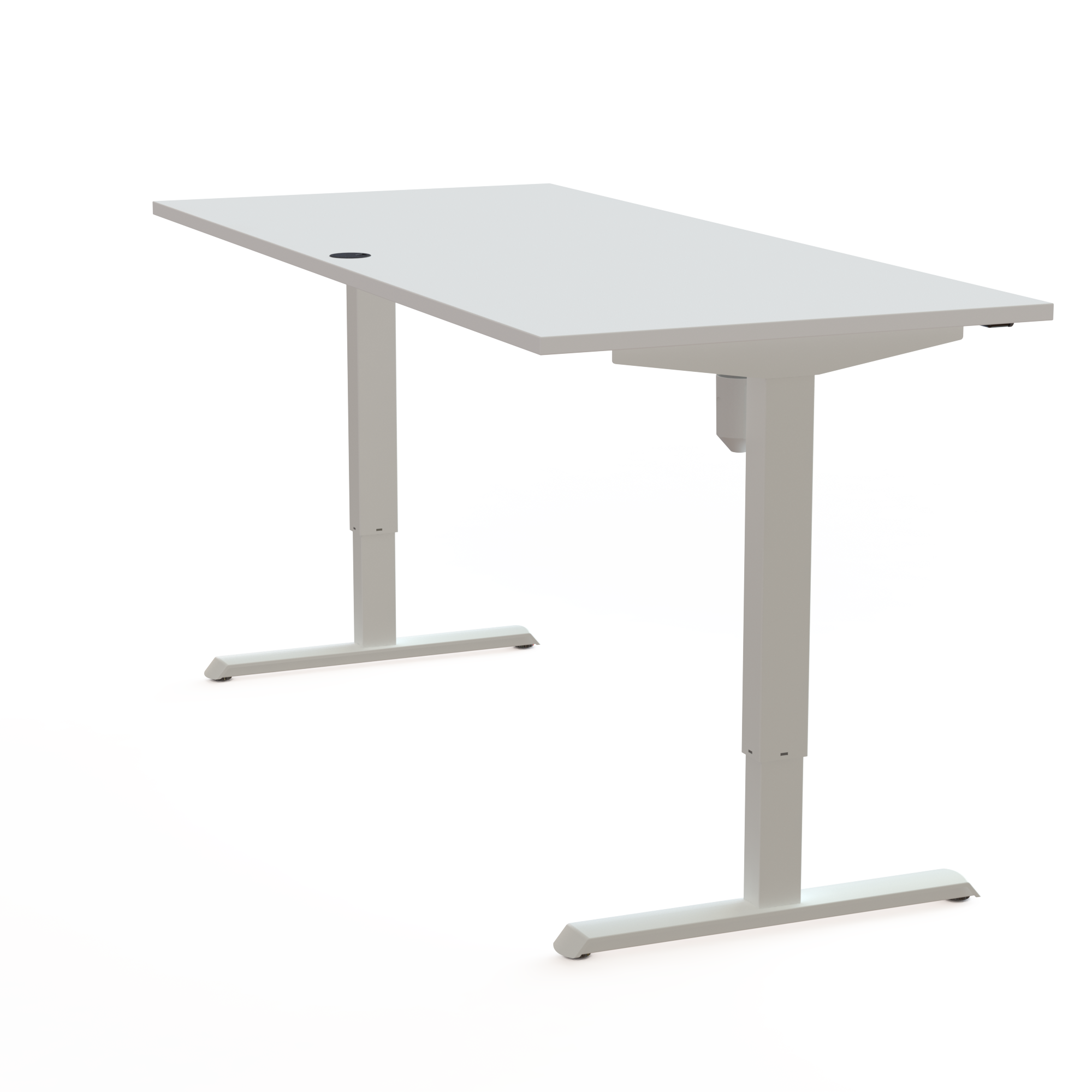 Schreibtisch steh/sitz | 180x80 cm | Weiß mit weißem Gestell