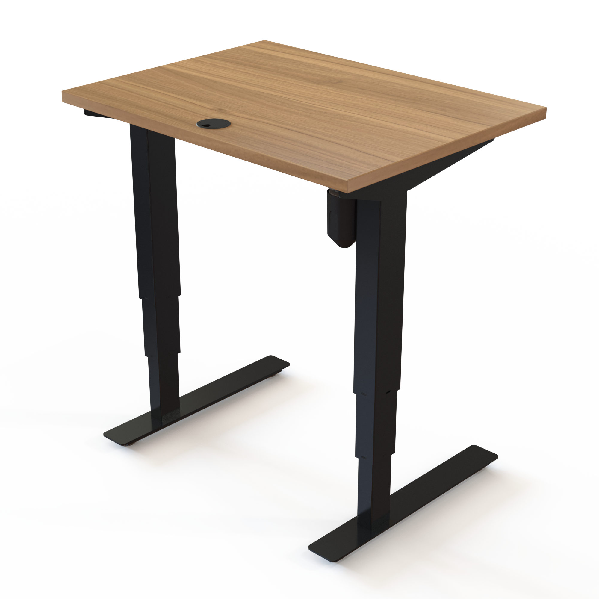 Schreibtisch steh/sitz | 80x60 cm | Nussbaum mit schwarzem Gestell
