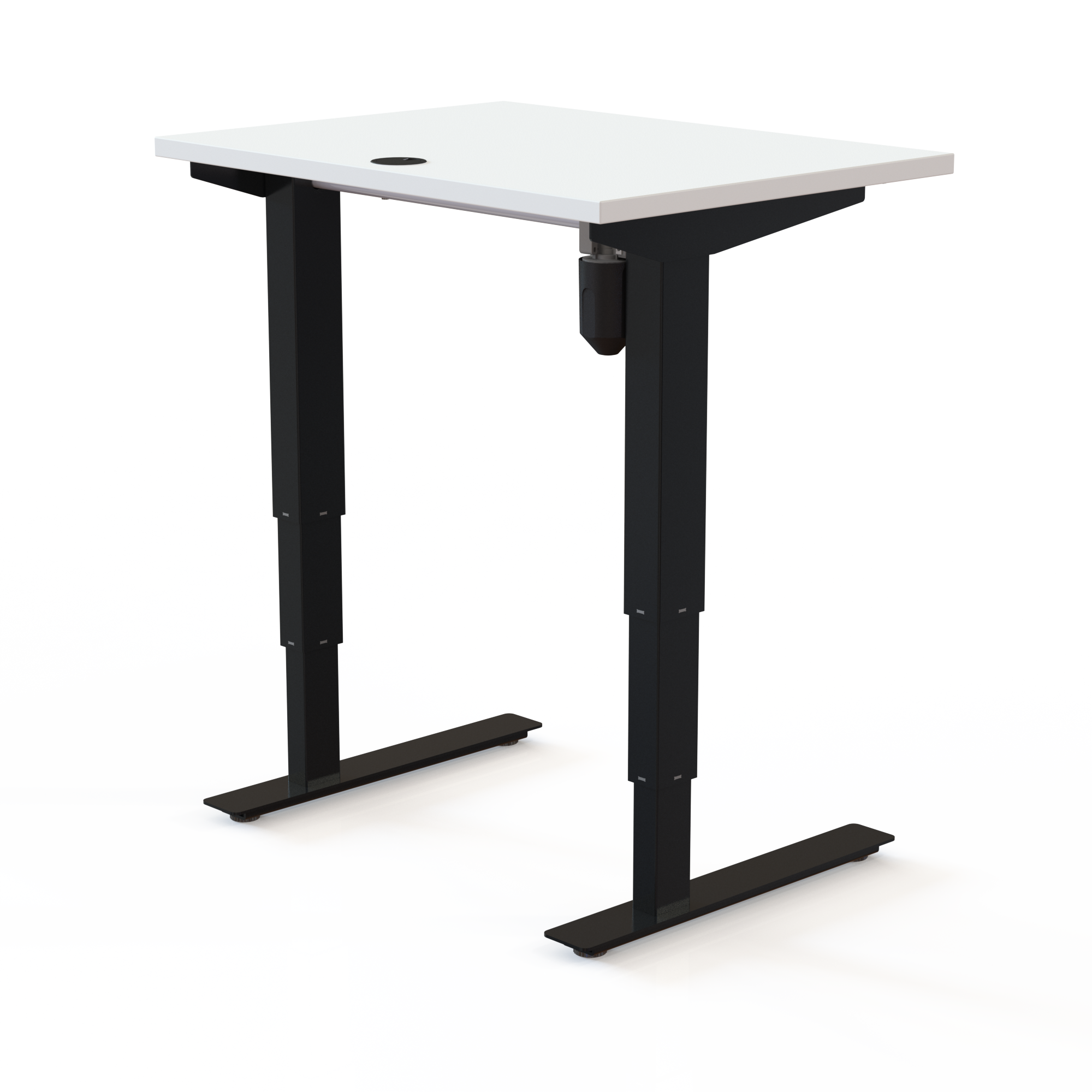 Schreibtisch steh/sitz | 80x60 cm | Weiß mit schwarzem Gestell
