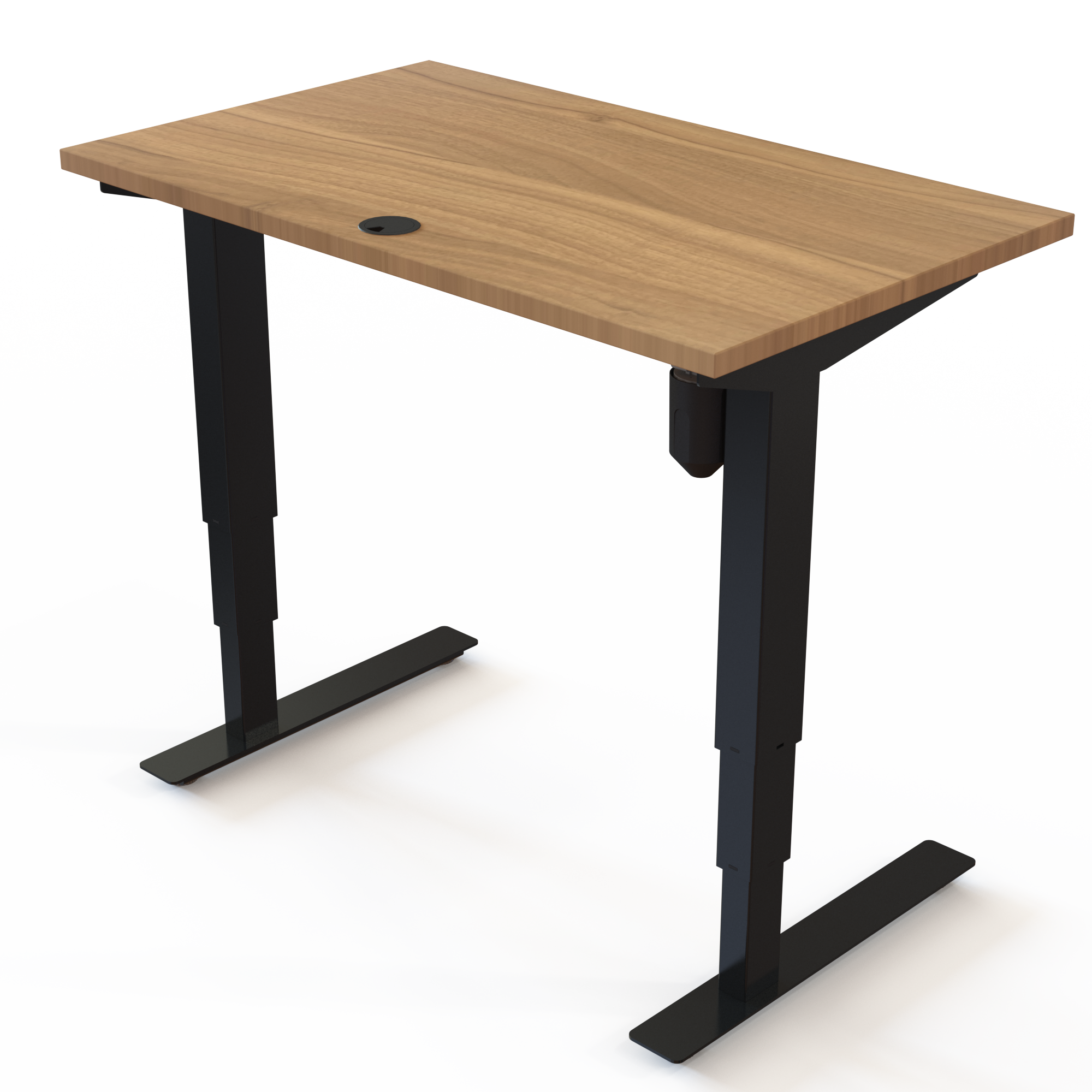 Schreibtisch steh/sitz | 100x60 cm | Nussbaum mit schwarzem Gestell
