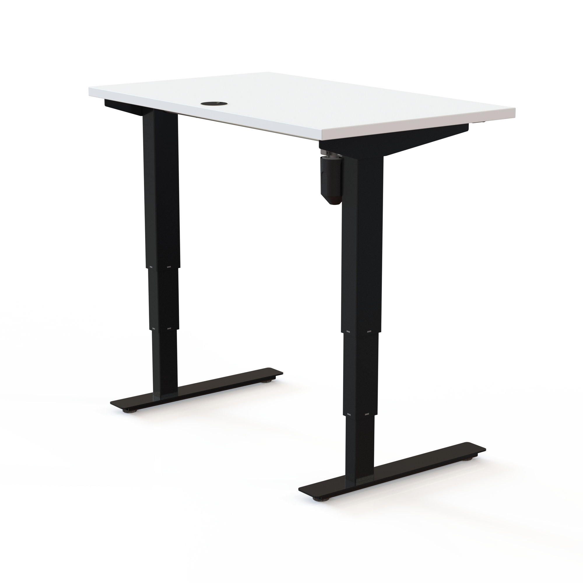 Schreibtisch steh/sitz | 100x60 cm | Weiß mit schwarzem Gestell
