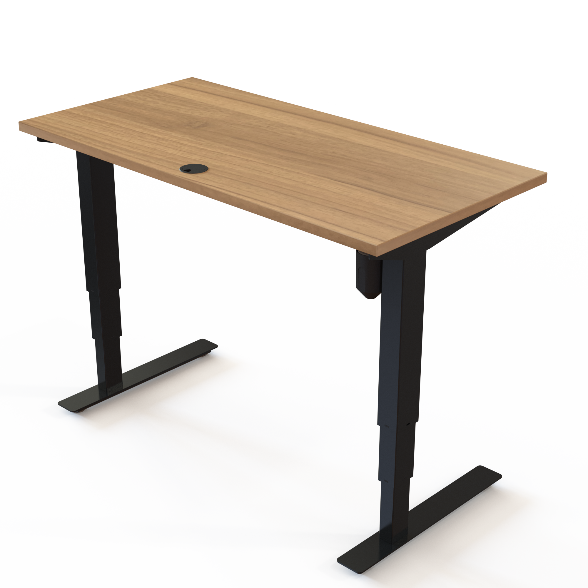 Schreibtisch steh/sitz | 120x60 cm | Nussbaum mit schwarzem Gestell