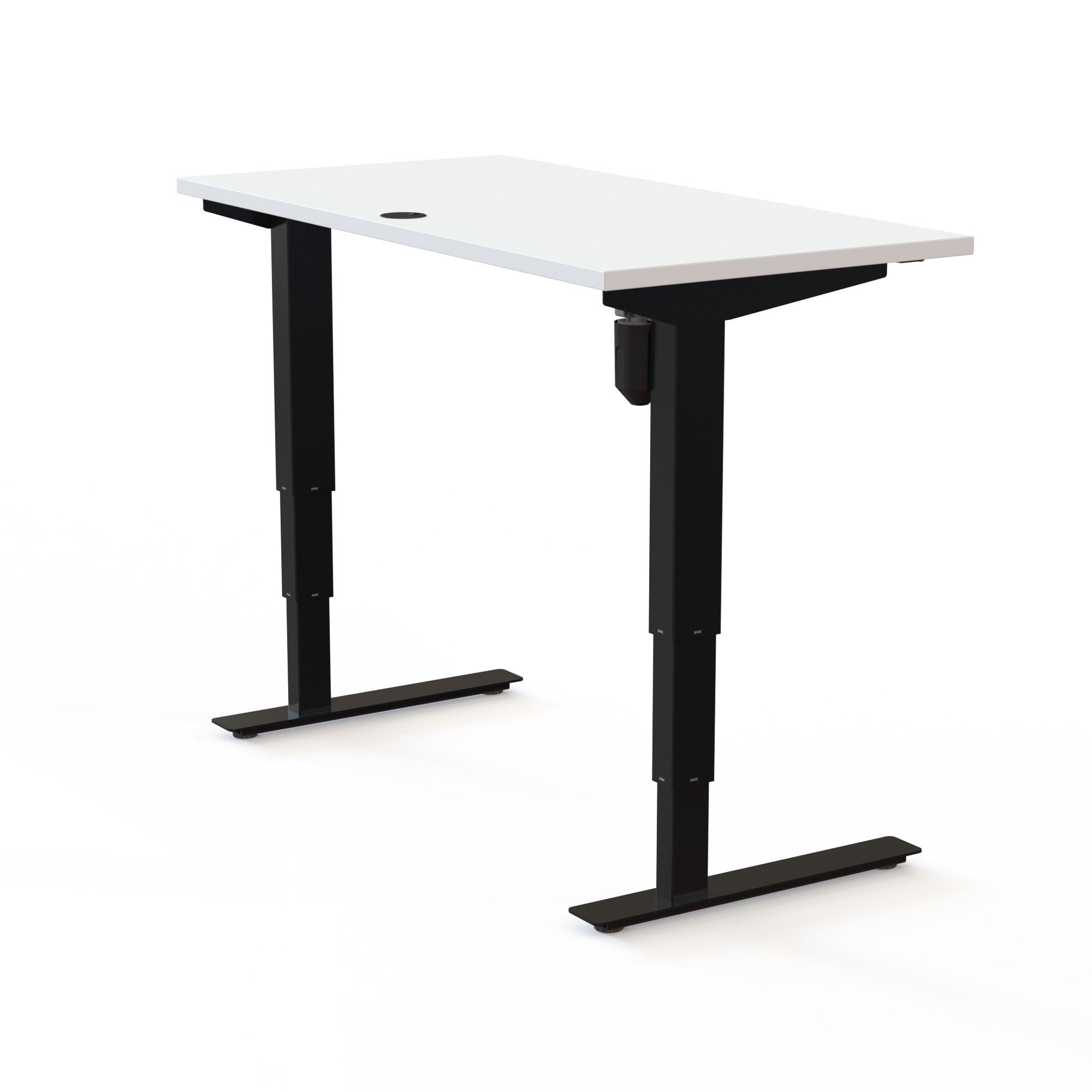 Schreibtisch steh/sitz | 120x60 cm | Weiß mit schwarzem Gestell