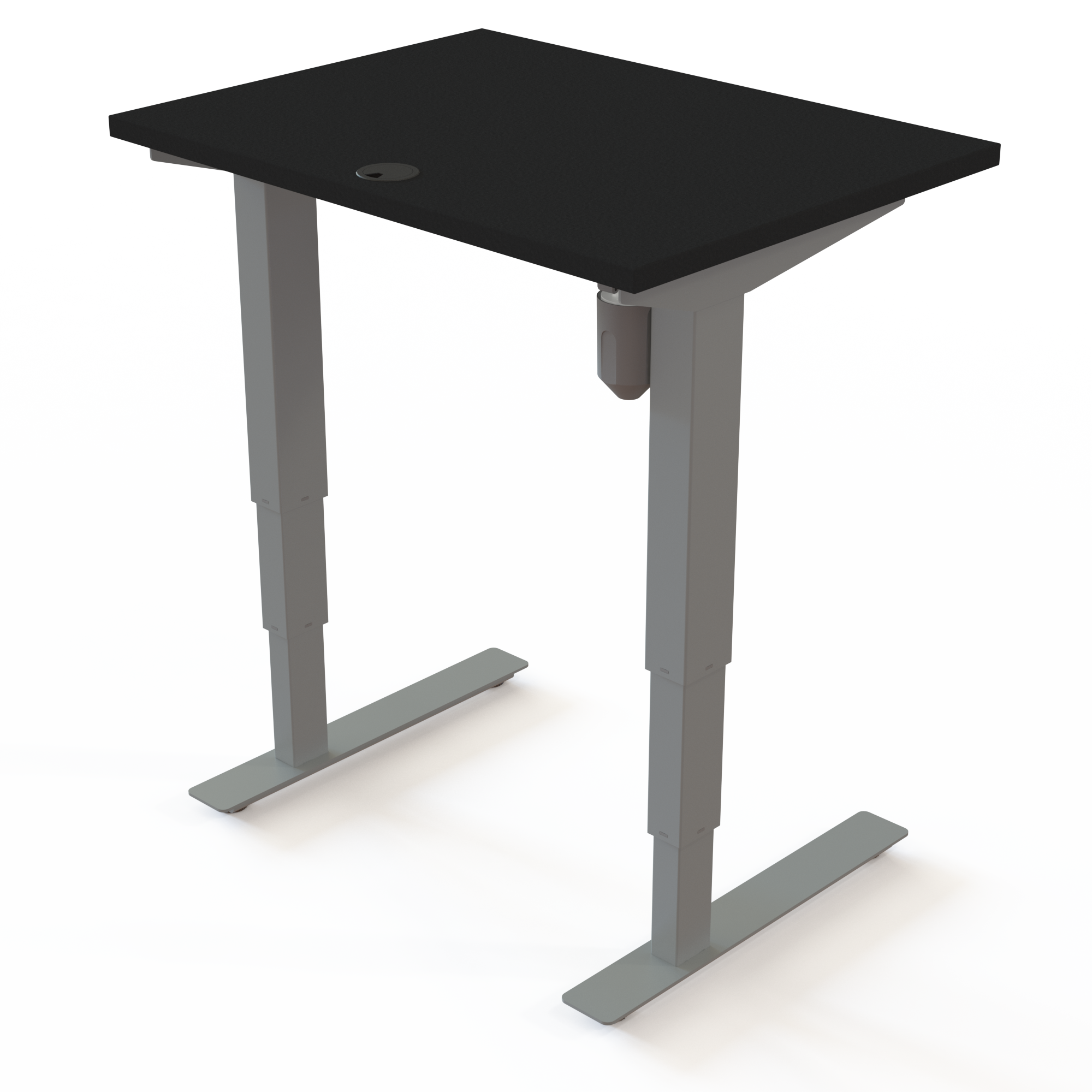 Schreibtisch steh/sitz | 80x60 cm | Schwarz mit silbernem Gestell