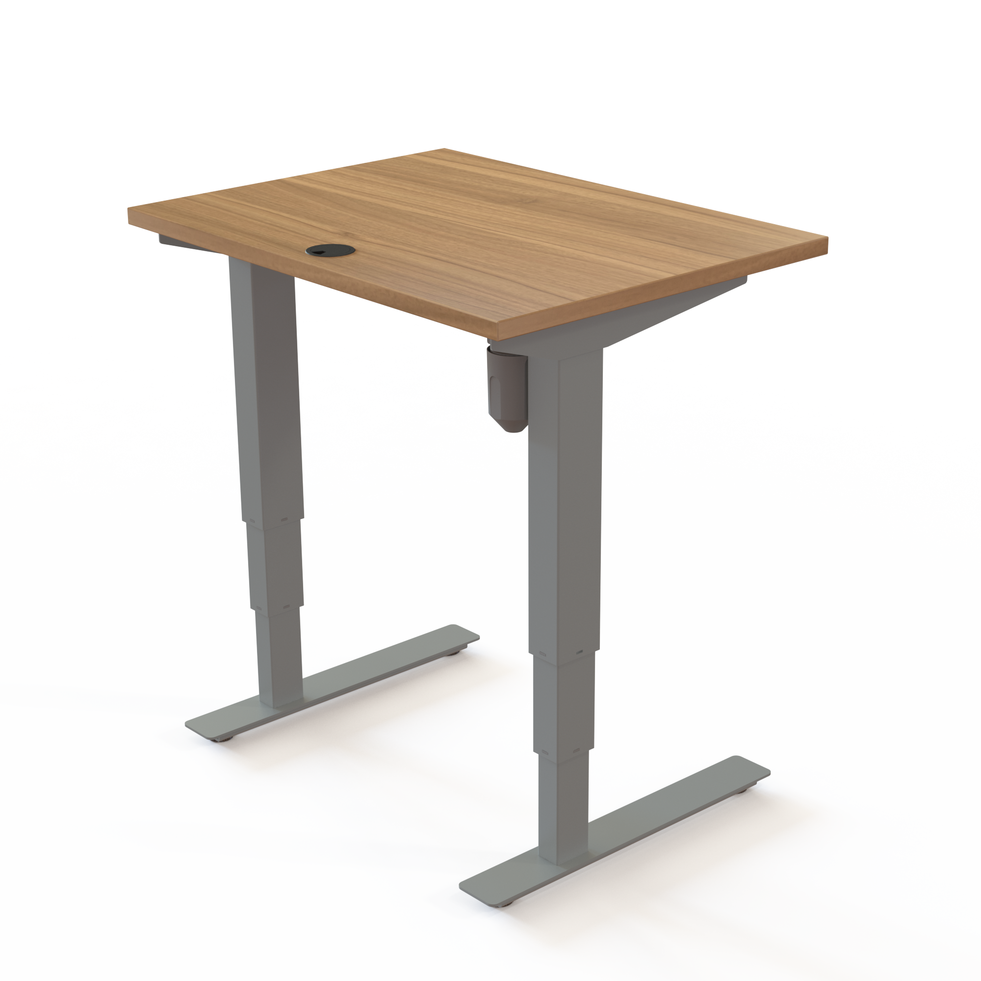Schreibtisch steh/sitz | 80x60 cm | Nussbaum mit silbernem Gestell