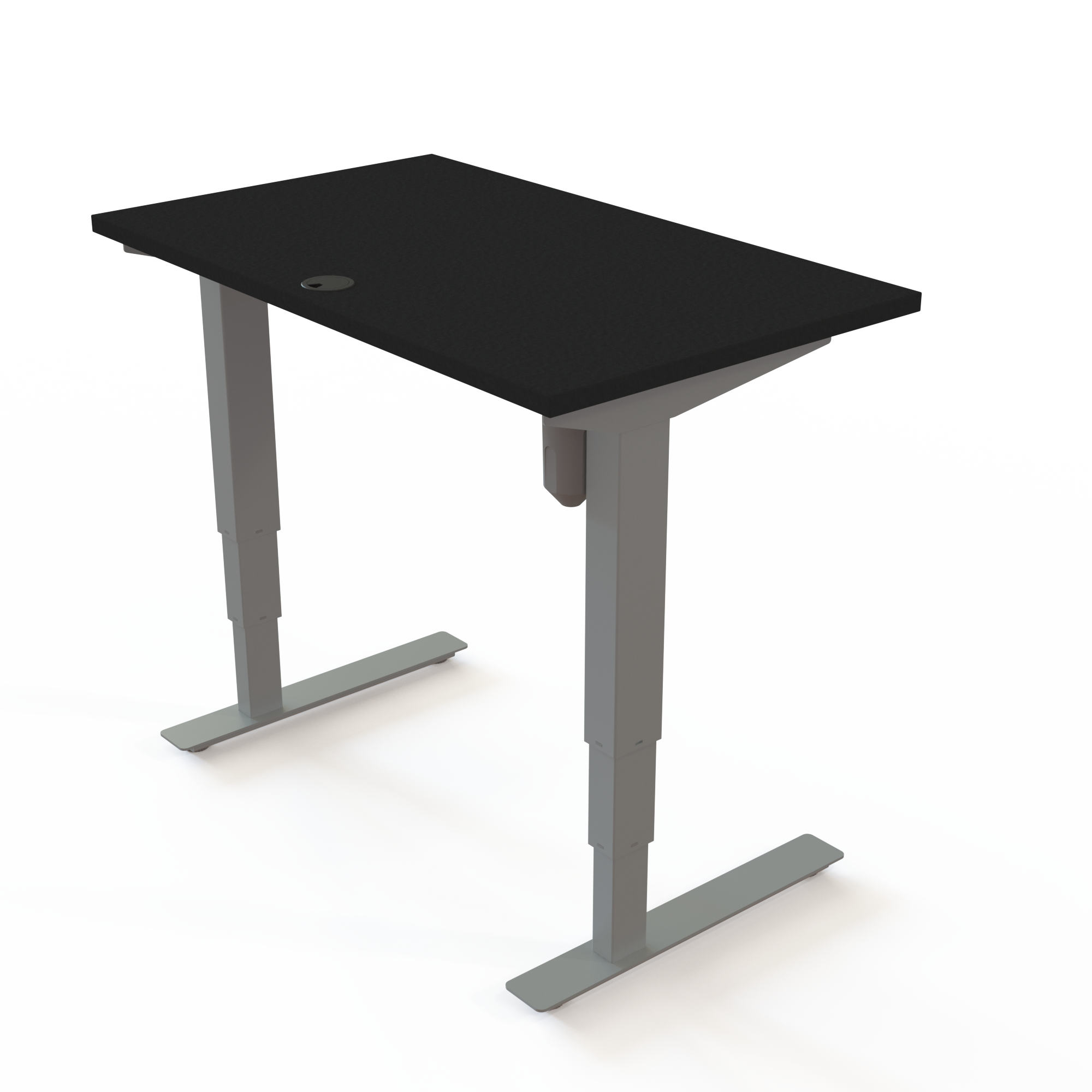 Schreibtisch steh/sitz | 100x60 cm | Schwarz mit silbernem Gestell