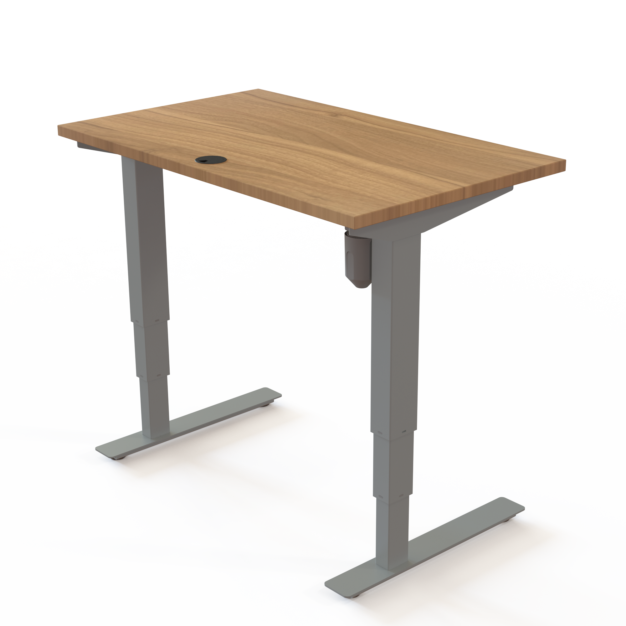 Schreibtisch steh/sitz | 100x60 cm | Nussbaum mit silbernem Gestell