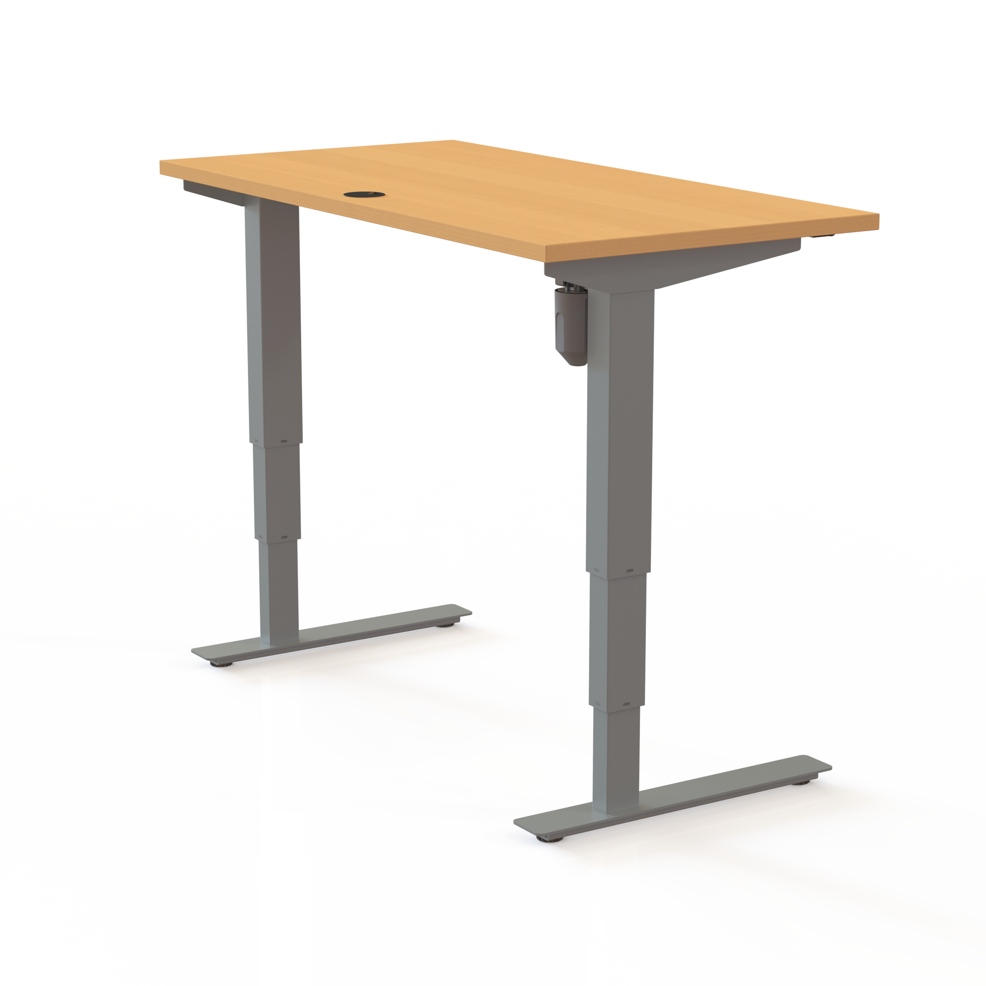 Schreibtisch steh/sitz | 120x60 cm | Buche mit silbernem Gestell