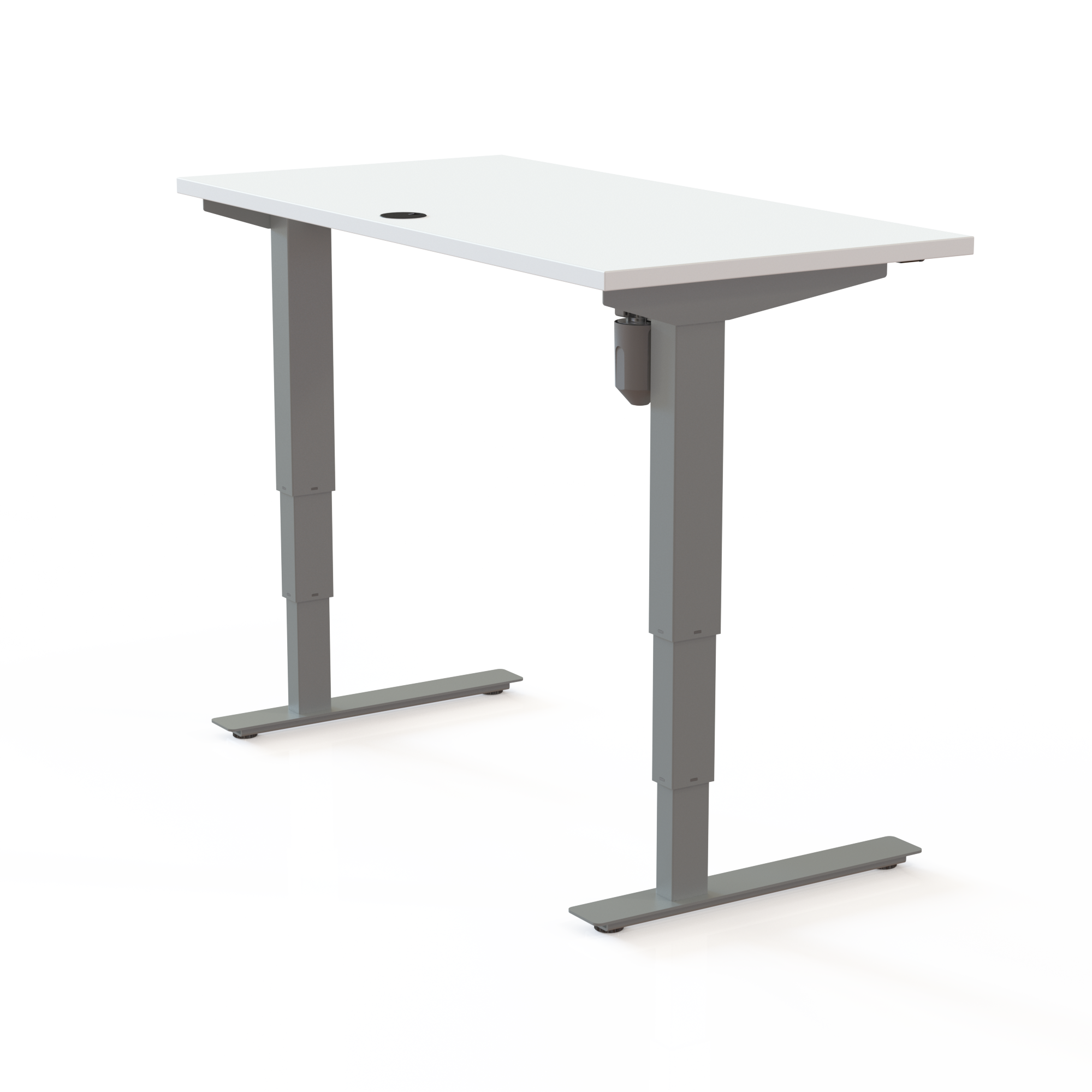 Schreibtisch steh/sitz | 120x60 cm | Weiß mit silbernem Gestell