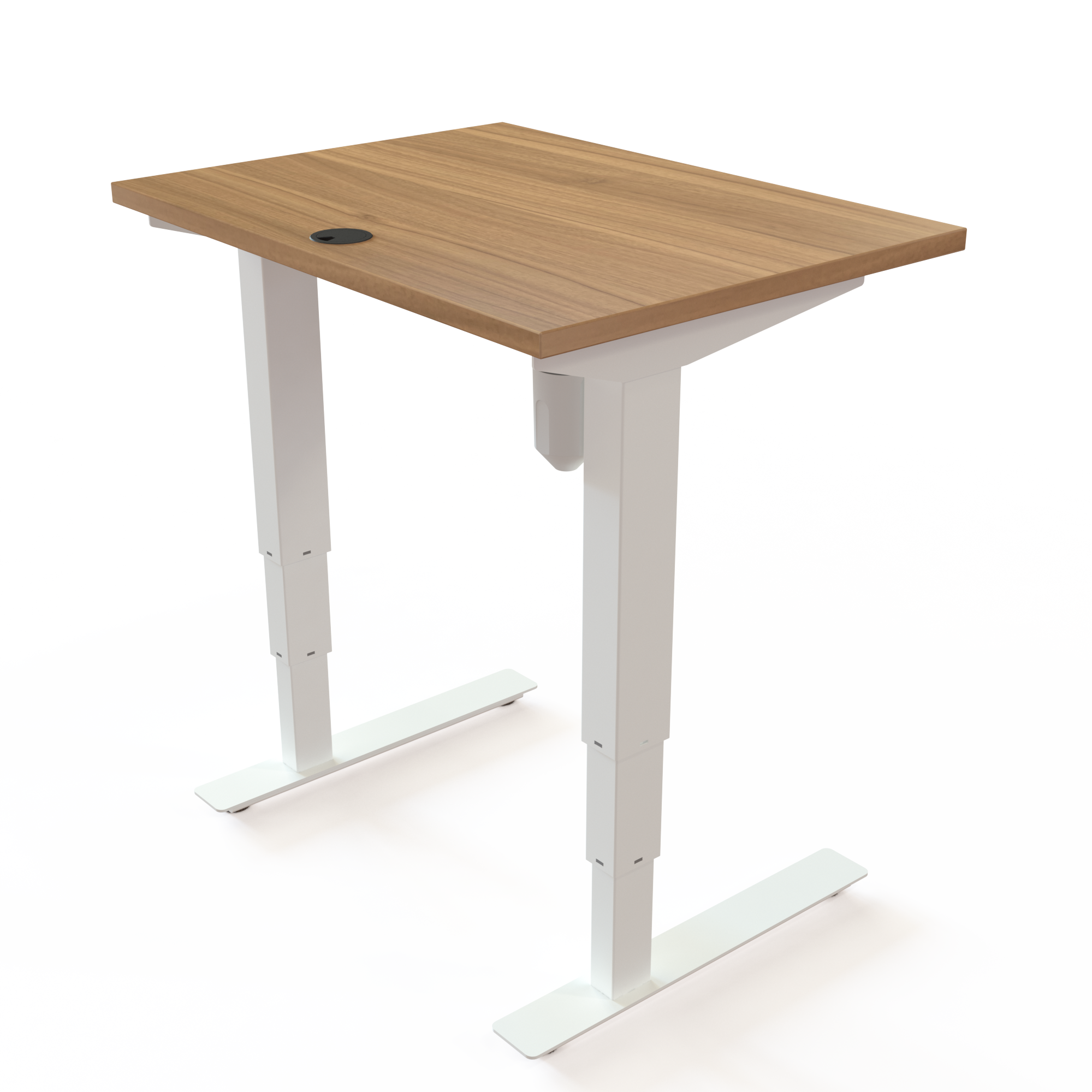 Schreibtisch steh/sitz | 80x60 cm | Nussbaum mit weißem Gestell