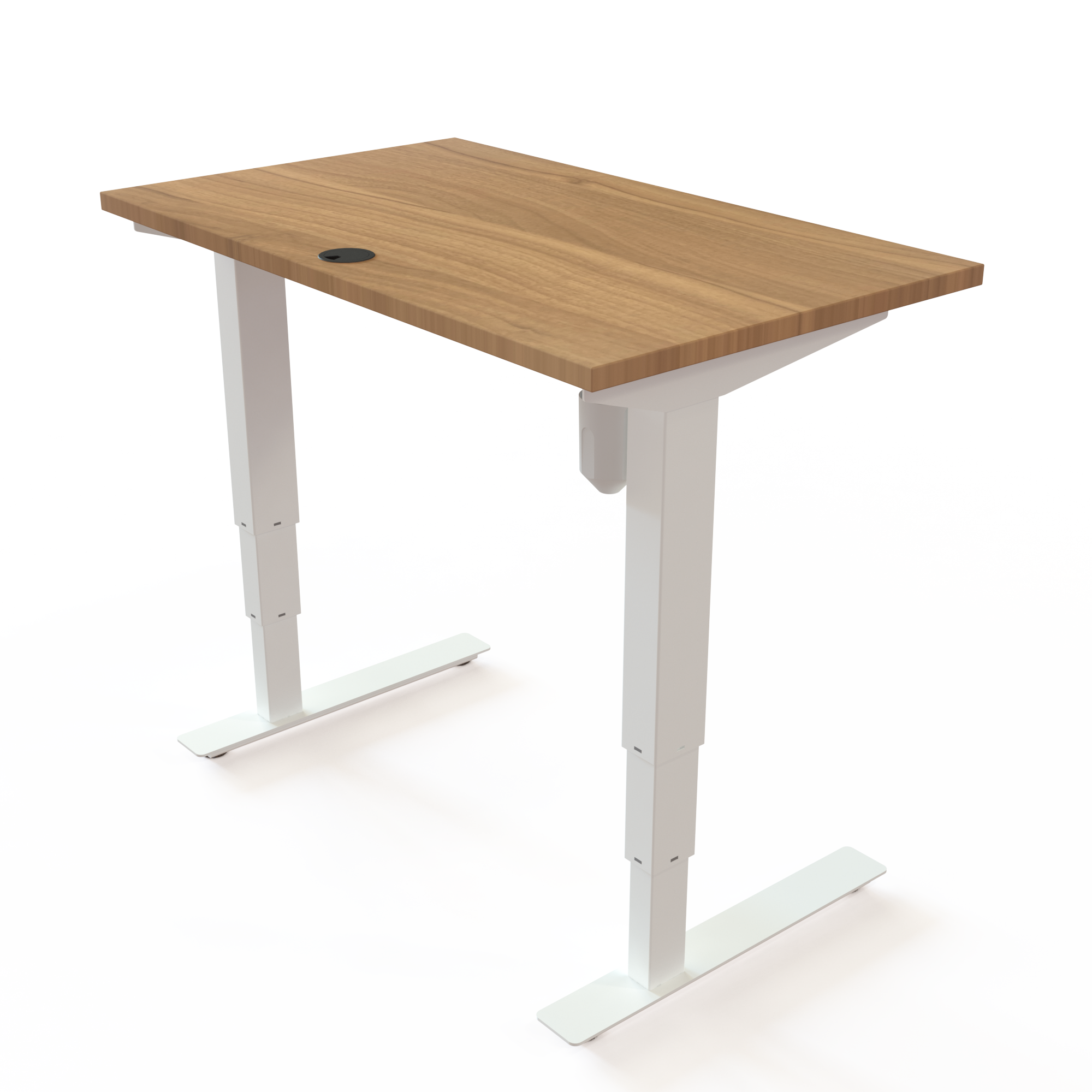 Schreibtisch steh/sitz | 100x60 cm | Nussbaum mit weißem Gestell