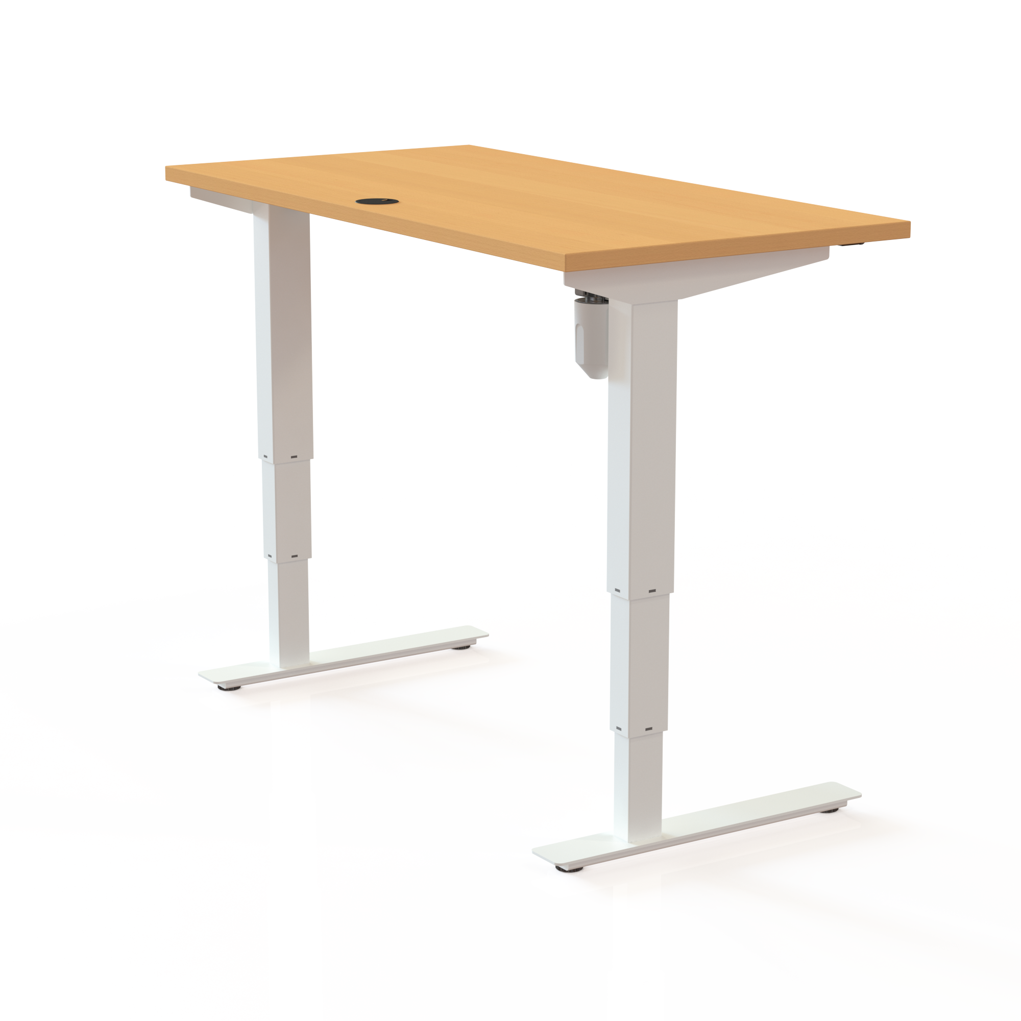 Schreibtisch steh/sitz | 120x60 cm | Buche mit weißem Gestell