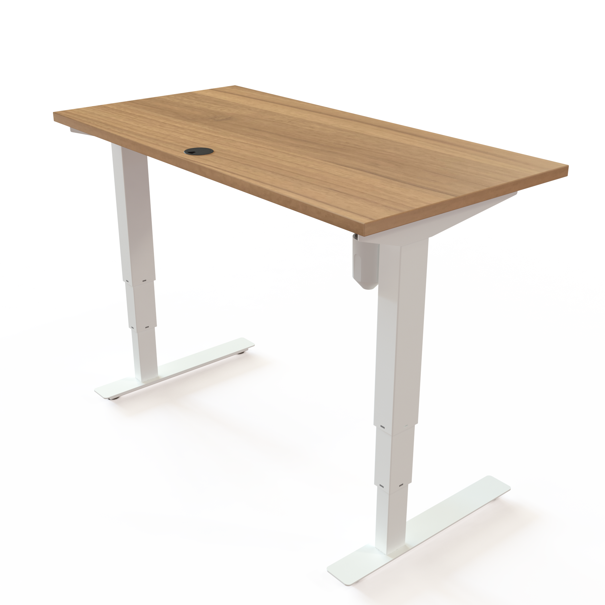 Schreibtisch steh/sitz | 120x60 cm | Nussbaum mit weißem Gestell