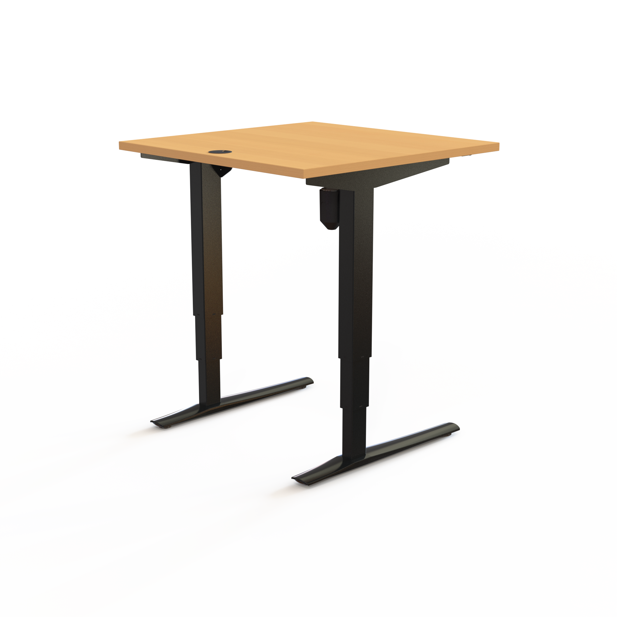 Schreibtisch steh/sitz | 80x80 cm | Buche mit schwarzem Gestell
