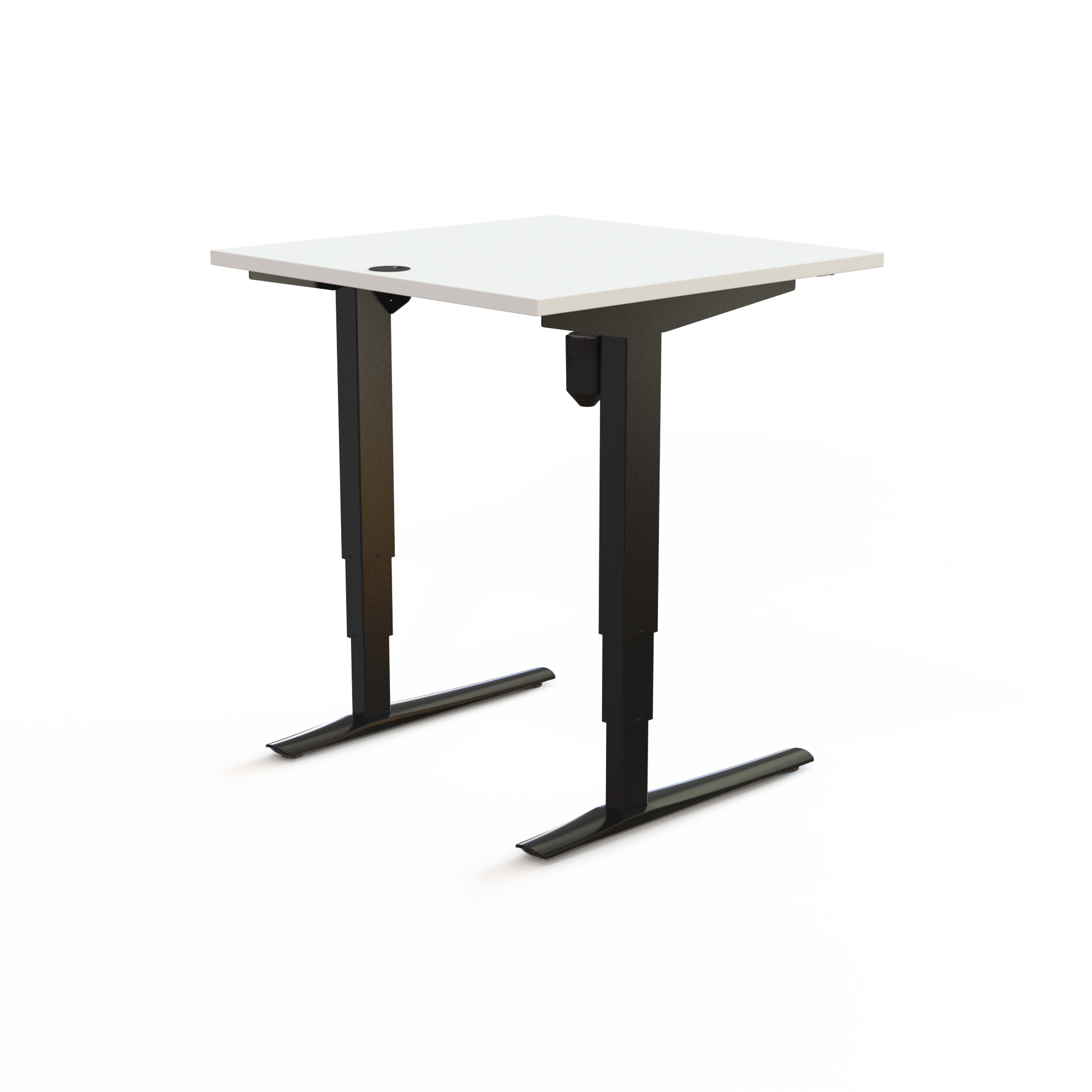 Schreibtisch steh/sitz | 80x80 cm | Weiß mit schwarzem Gestell