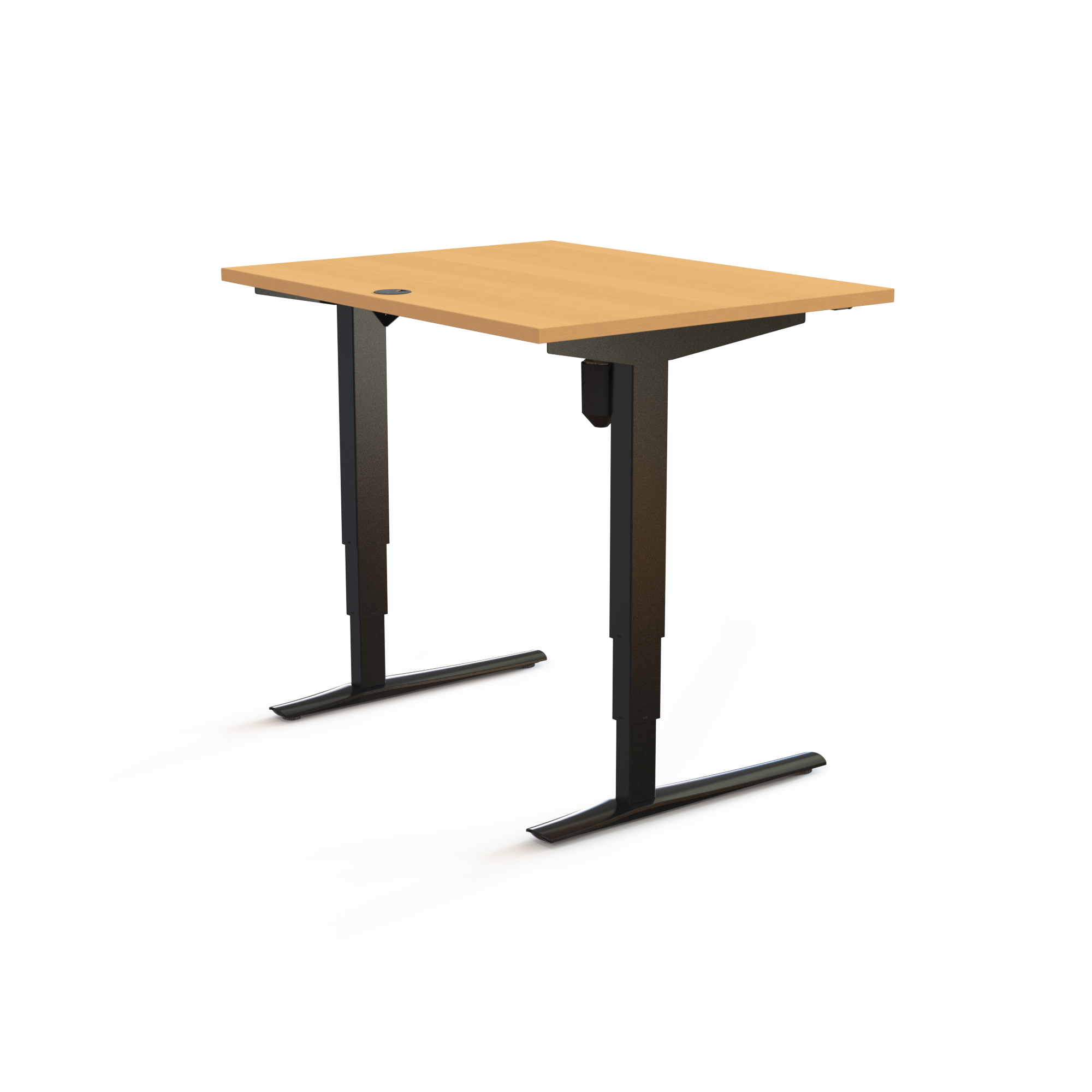 Schreibtisch steh/sitz | 100x80 cm | Buche mit schwarzem Gestell