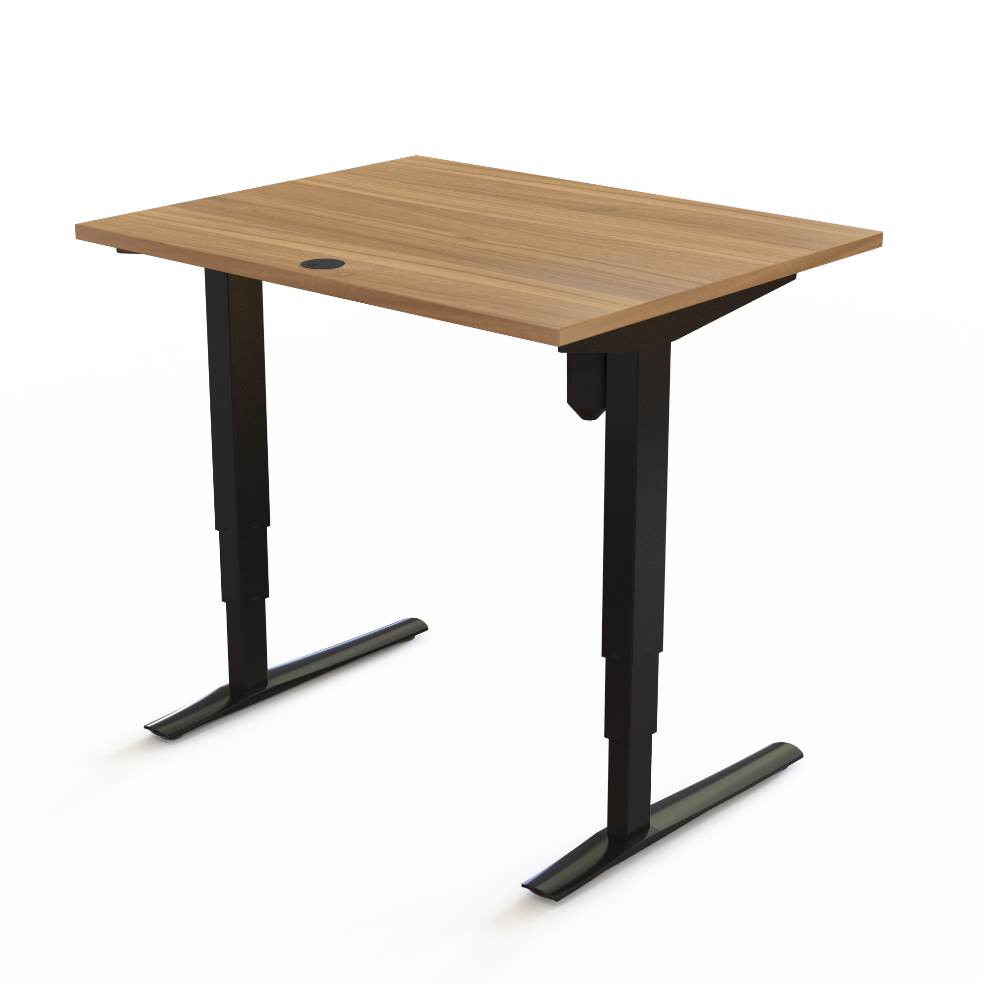 Schreibtisch steh/sitz | 100x80 cm | Nussbaum mit schwarzem Gestell