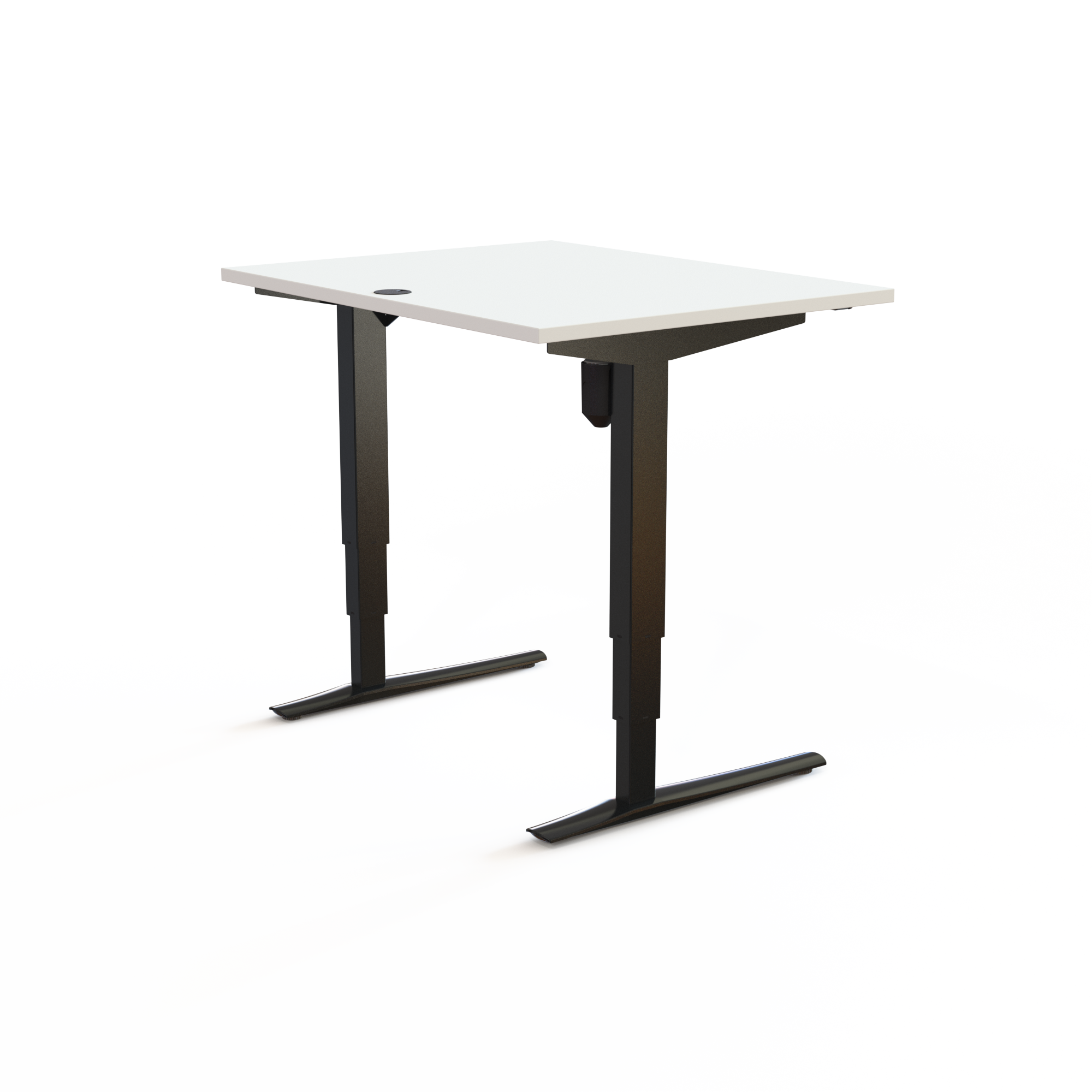 Schreibtisch steh/sitz | 100x80 cm | Weiß mit schwarzem Gestell