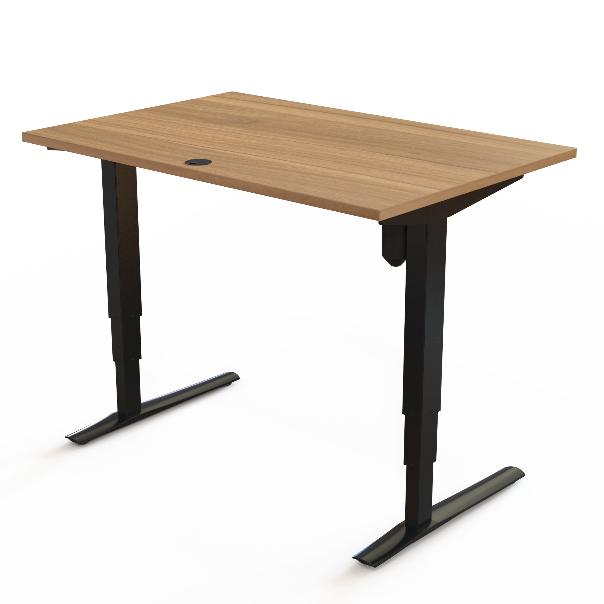 Schreibtisch steh/sitz | 120x80 cm | Nussbaum mit schwarzem Gestell
