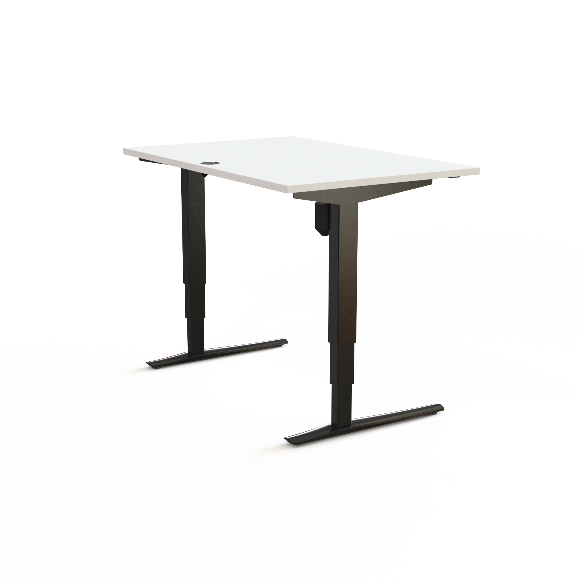 Schreibtisch steh/sitz | 120x80 cm | Weiß mit schwarzem Gestell