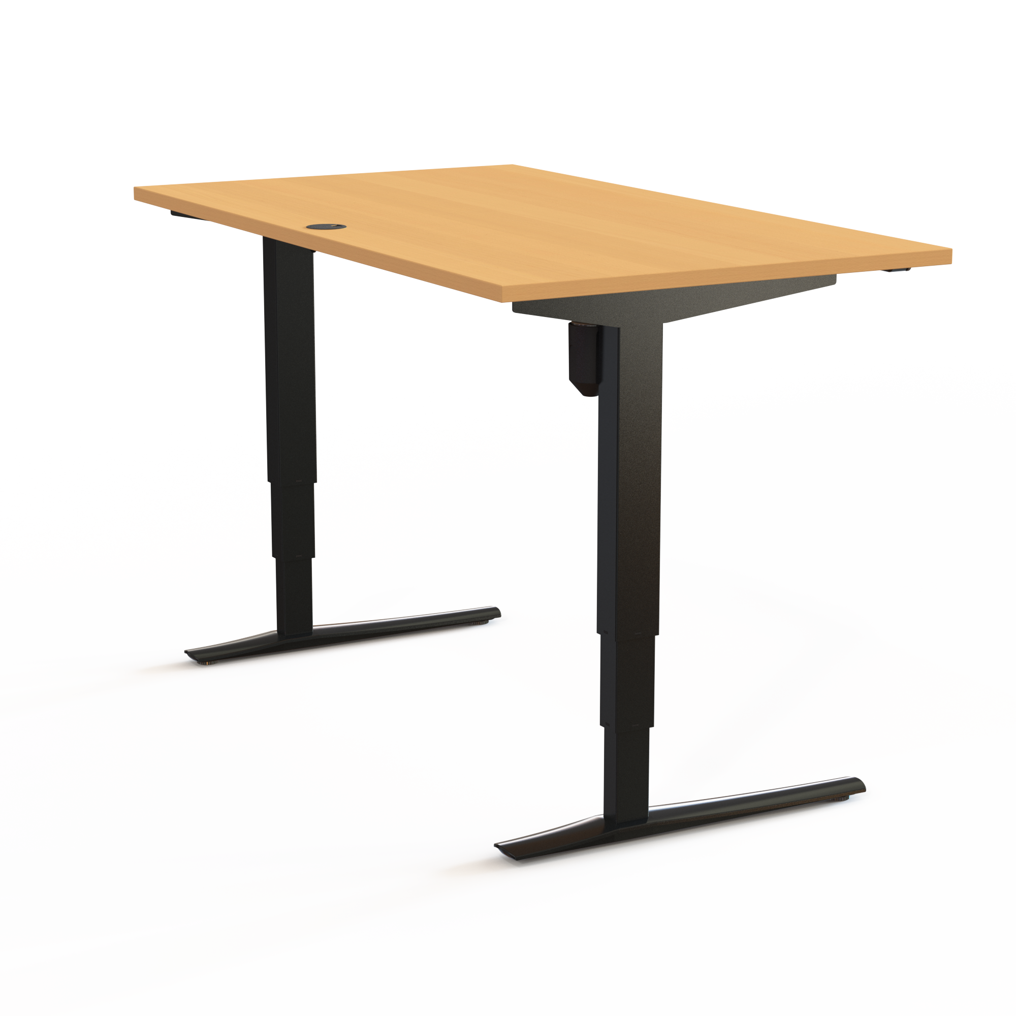 Schreibtisch steh/sitz | 140x80 cm | Buche mit schwarzem Gestell
