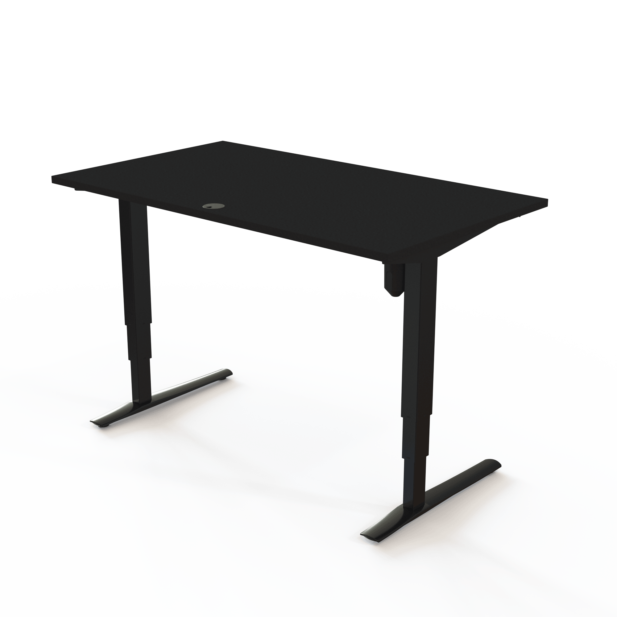 Schreibtisch steh/sitz | 140x80 cm | Schwarz mit schwarzem Gestell