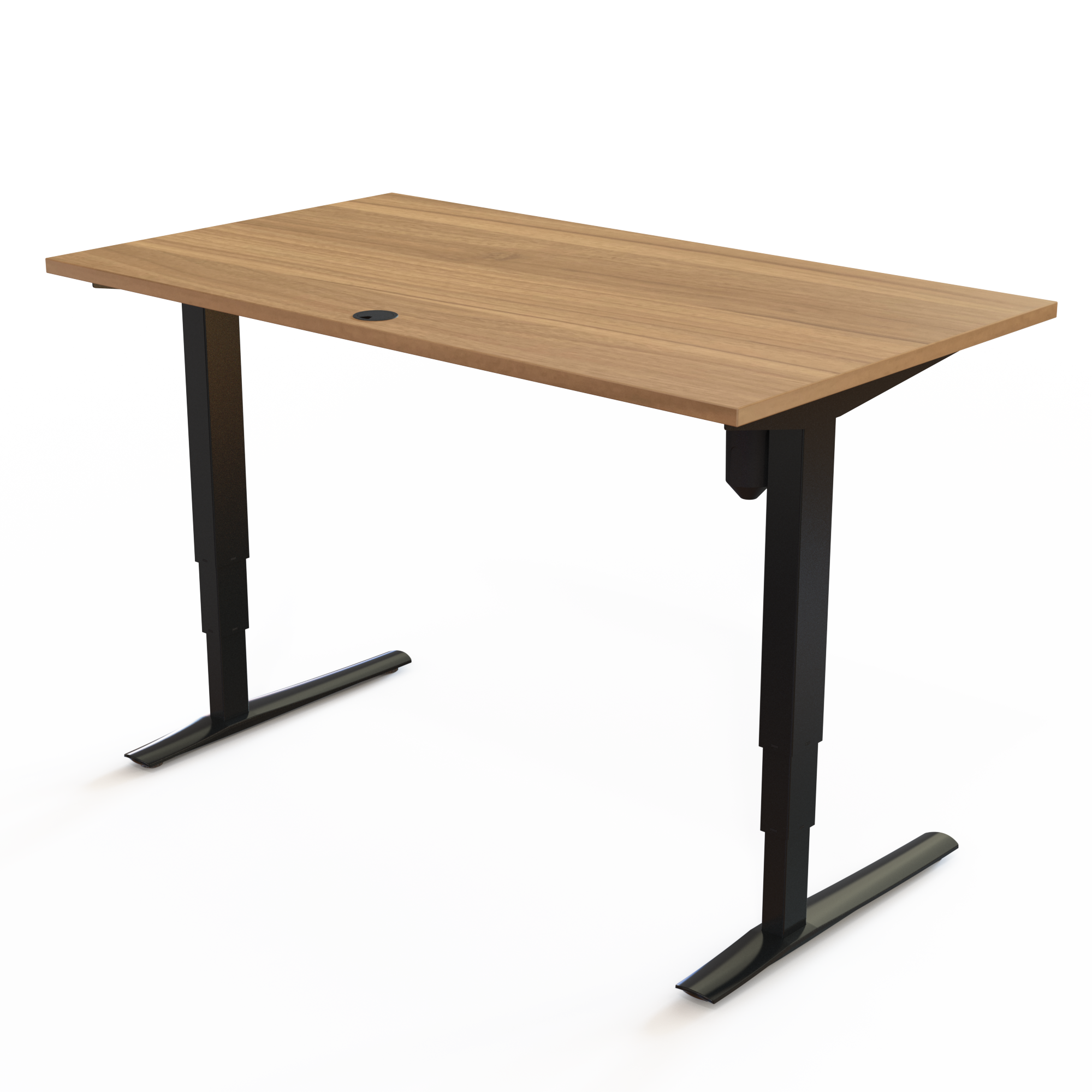 Schreibtisch steh/sitz | 140x80 cm | Nussbaum mit schwarzem Gestell
