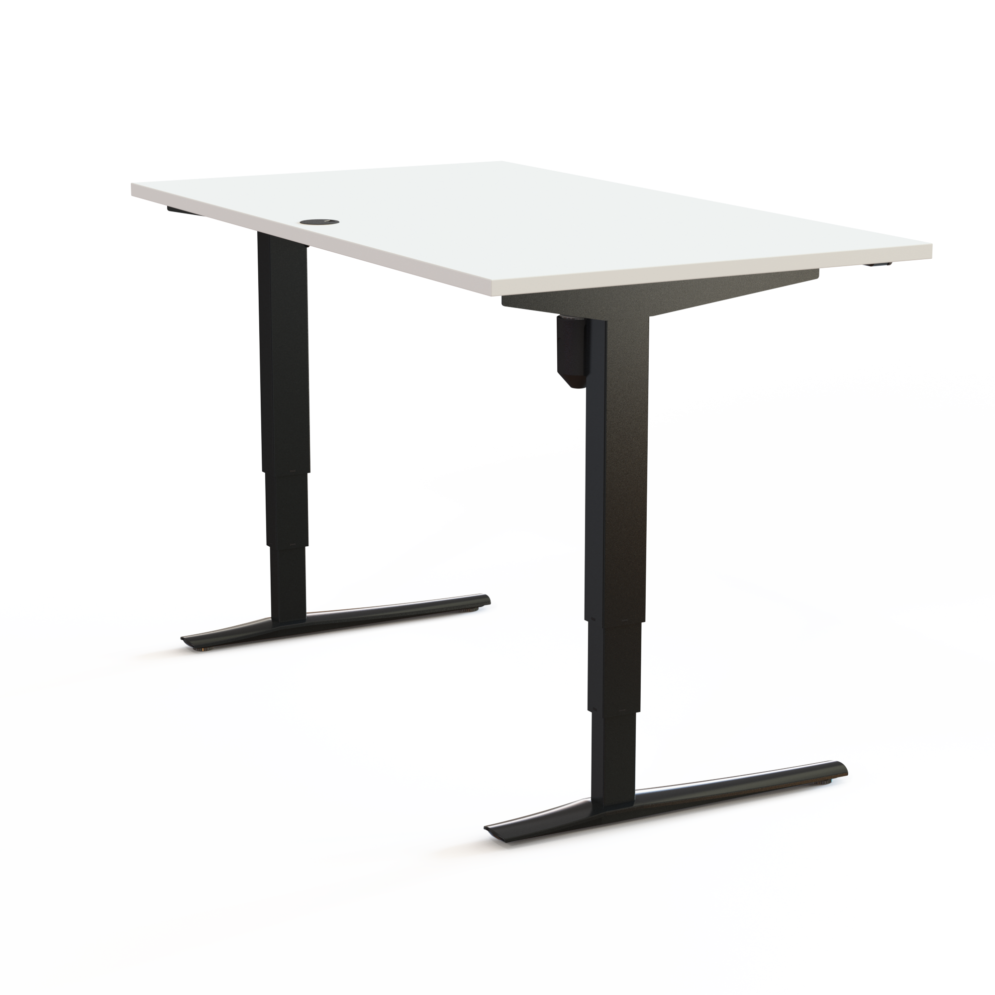 Schreibtisch steh/sitz | 140x80 cm | Weiß mit schwarzem Gestell
