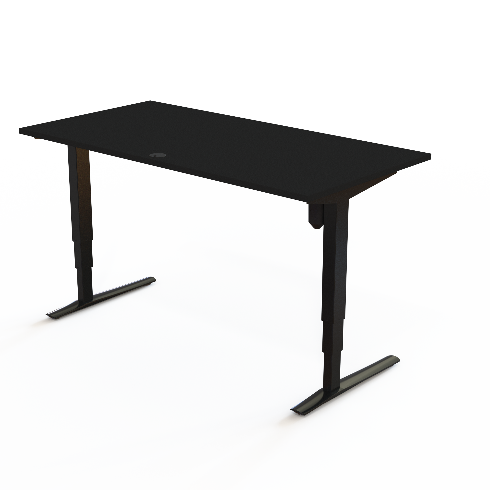 Schreibtisch steh/sitz | 160x80 cm | Schwarz mit schwarzem Gestell