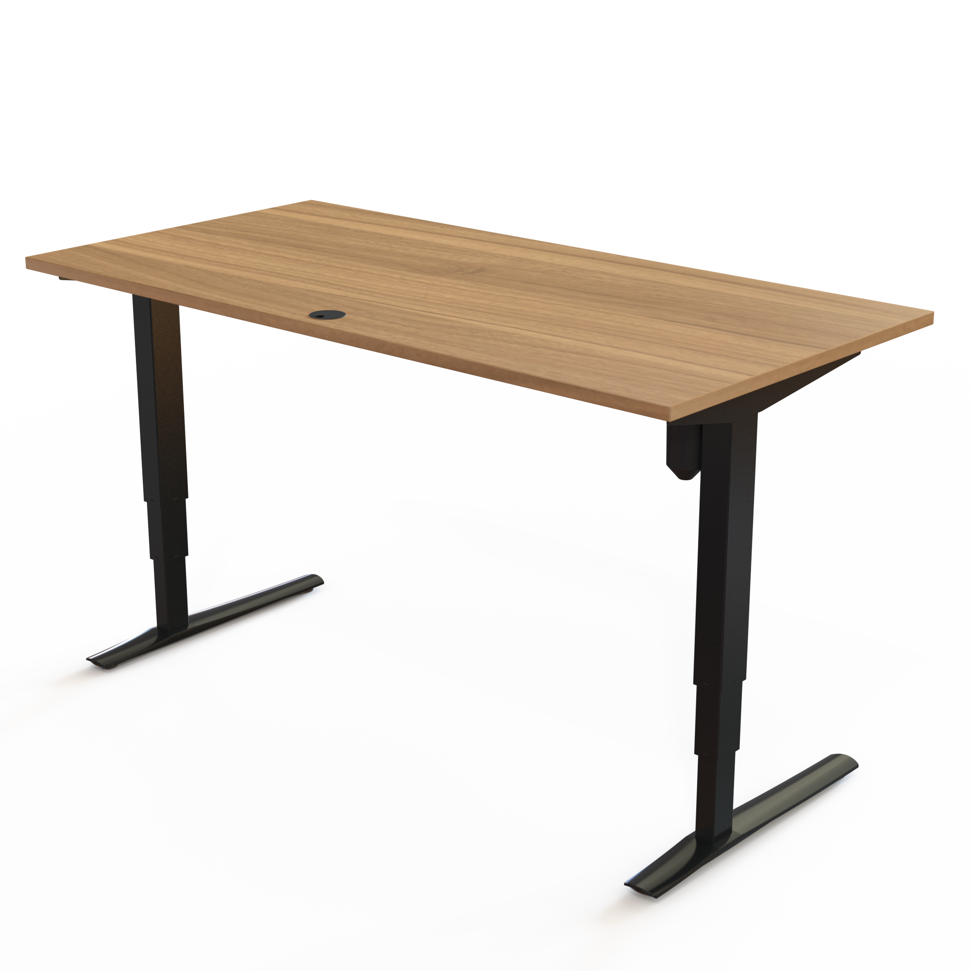 Schreibtisch steh/sitz | 160x80 cm | Nussbaum mit schwarzem Gestell