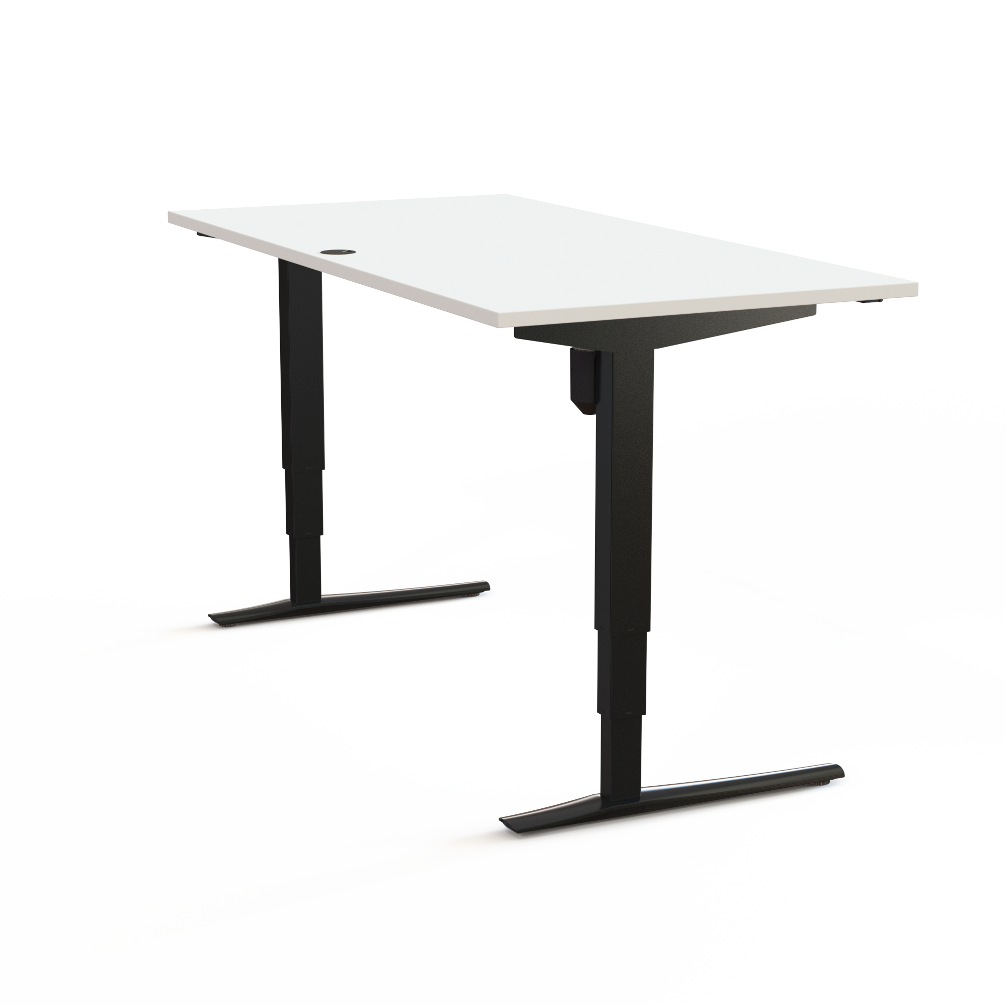 Schreibtisch steh/sitz | 160x80 cm | Weiß mit schwarzem Gestell