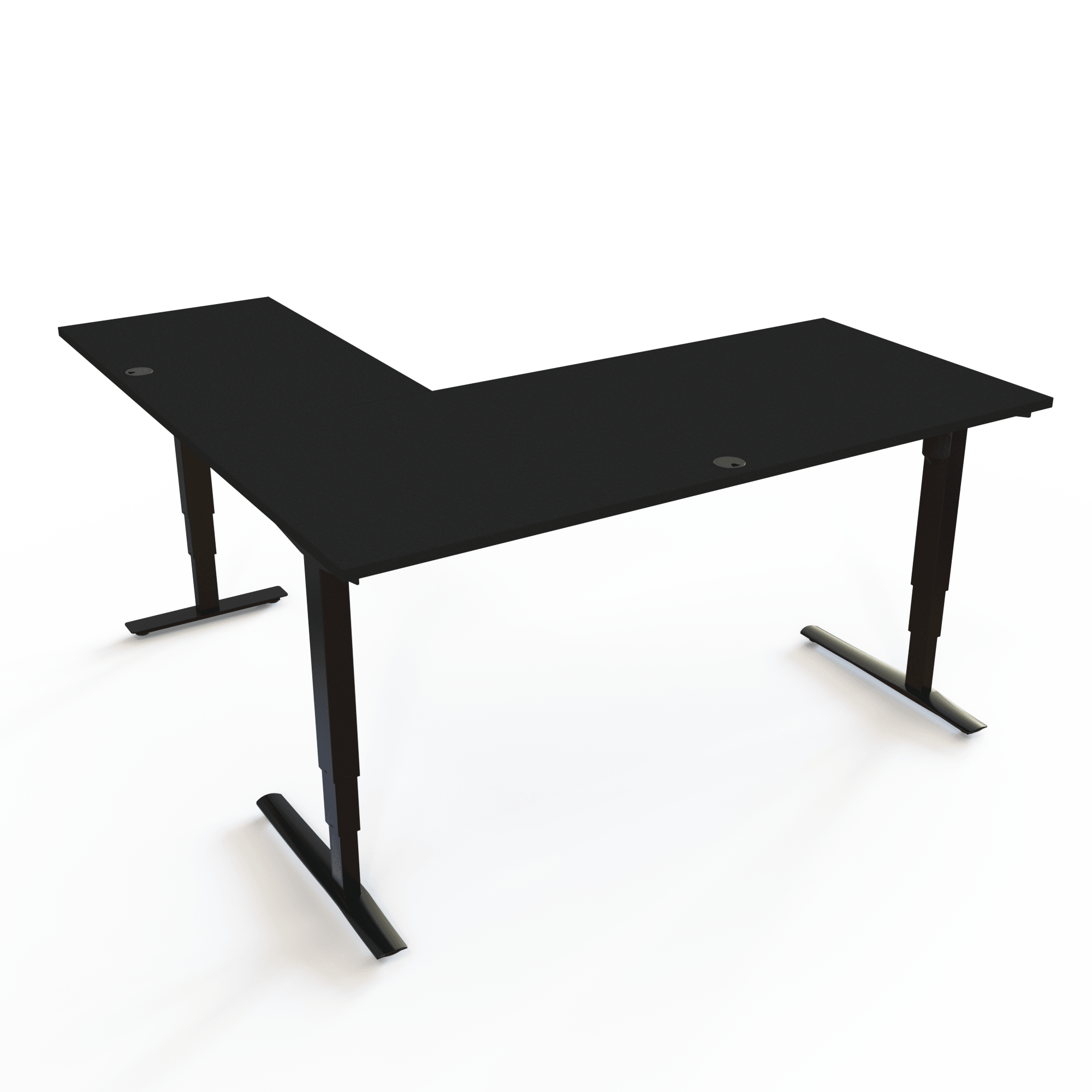 Schreibtisch steh/sitz | 180x180 cm | Schwarz mit schwarzem Gestell