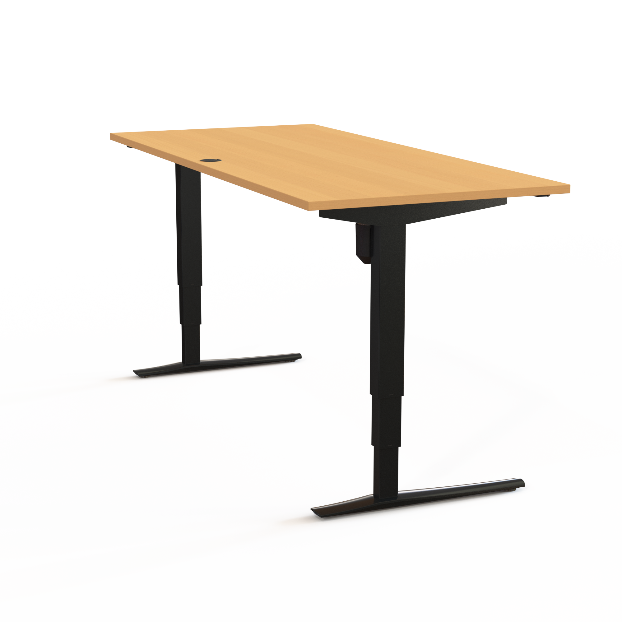 Schreibtisch steh/sitz | 180x80 cm | Buche mit schwarzem Gestell