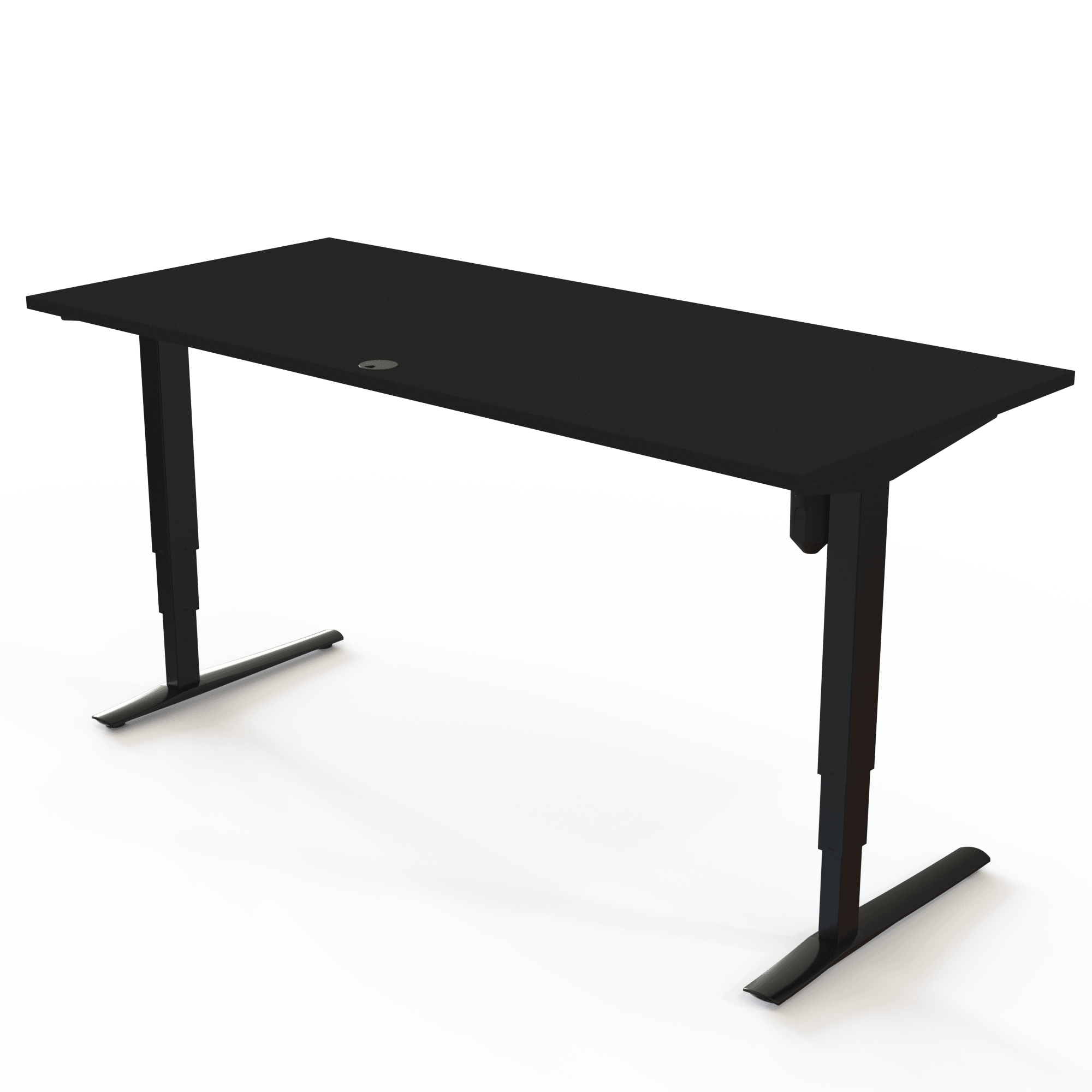 Schreibtisch steh/sitz | 180x80 cm | Schwarz mit schwarzem Gestell