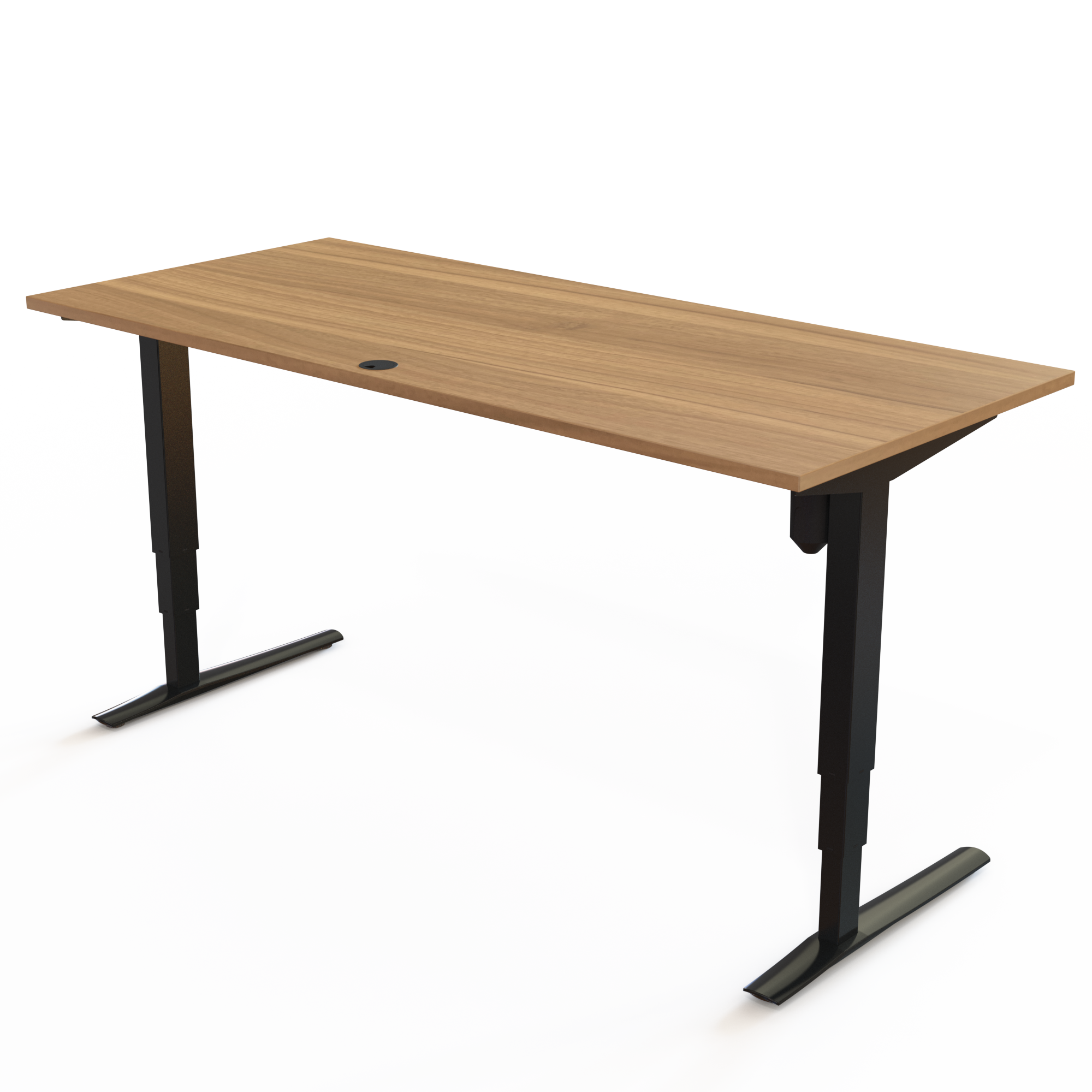 Schreibtisch steh/sitz | 180x80 cm | Nussbaum mit schwarzem Gestell