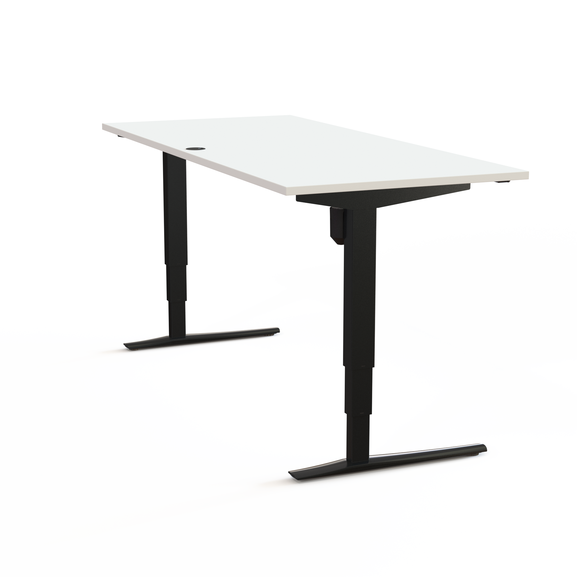 Schreibtisch steh/sitz | 180x80 cm | Weiß mit schwarzem Gestell