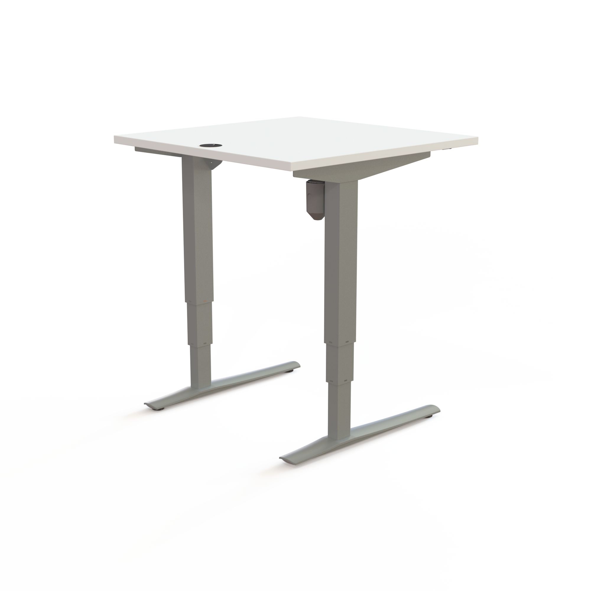 Schreibtisch steh/sitz | 80x80 cm | Weiß mit silbernem Gestell