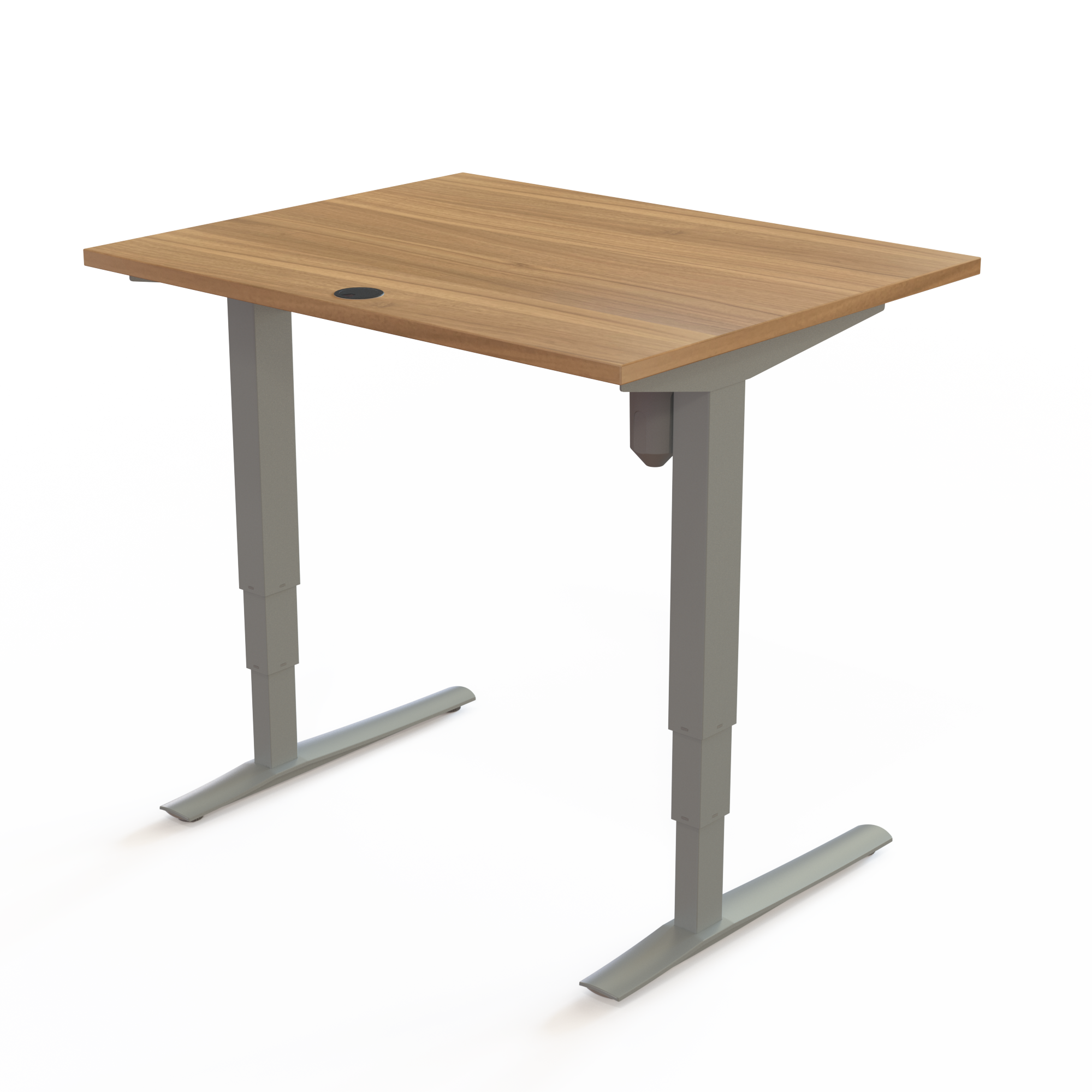 Schreibtisch steh/sitz | 100x80 cm | Nussbaum mit silbernem Gestell