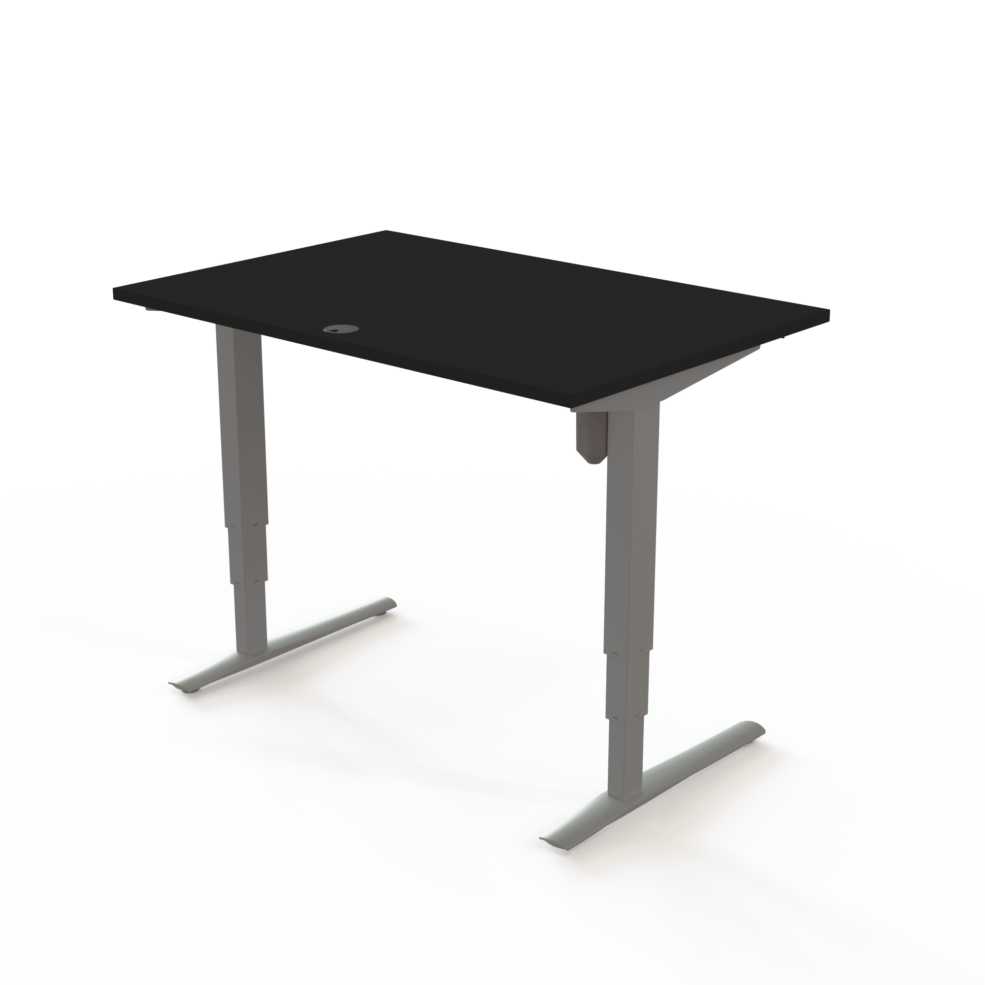 Schreibtisch steh/sitz | 120x80 cm | Schwarz mit silbernem Gestell