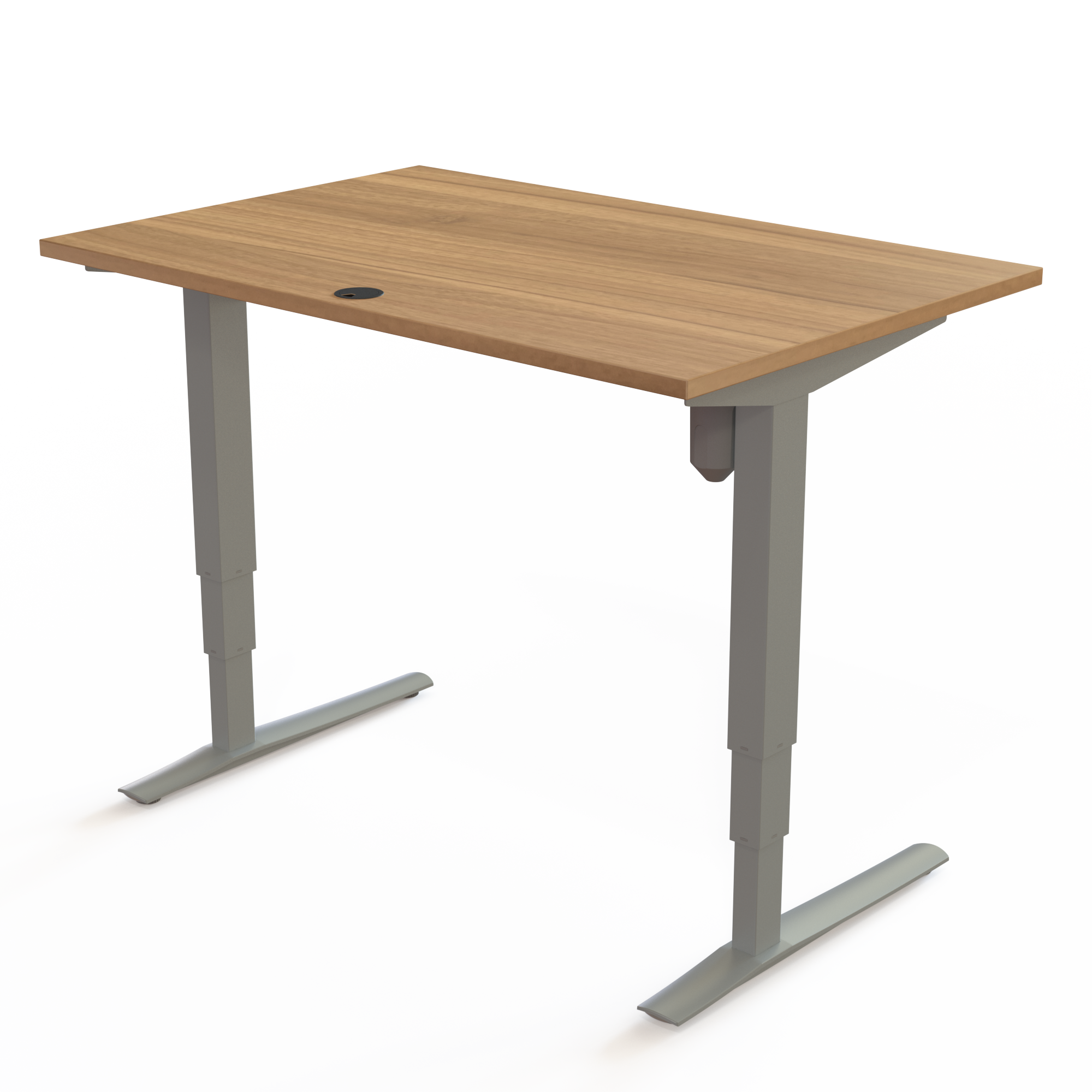 Schreibtisch steh/sitz | 120x80 cm | Nussbaum mit silbernem Gestell