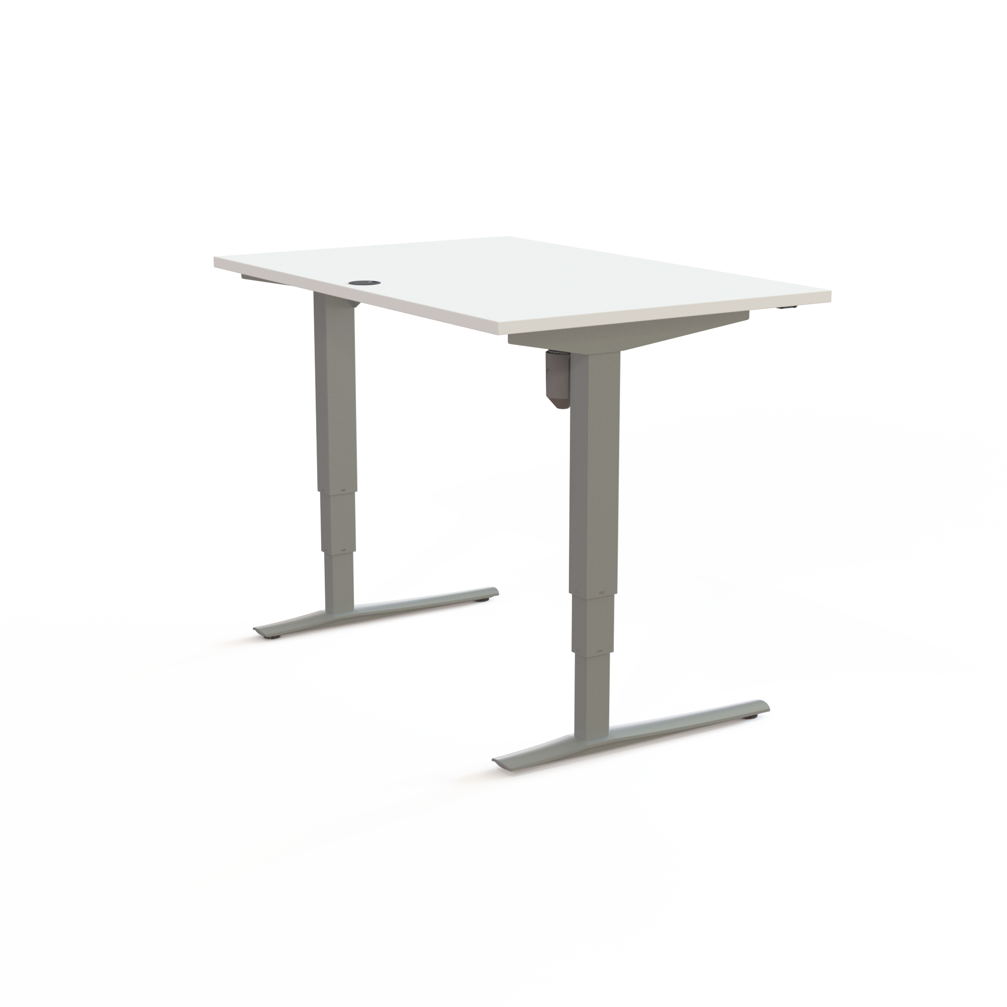 Schreibtisch steh/sitz | 120x80 cm | Weiß mit silbernem Gestell
