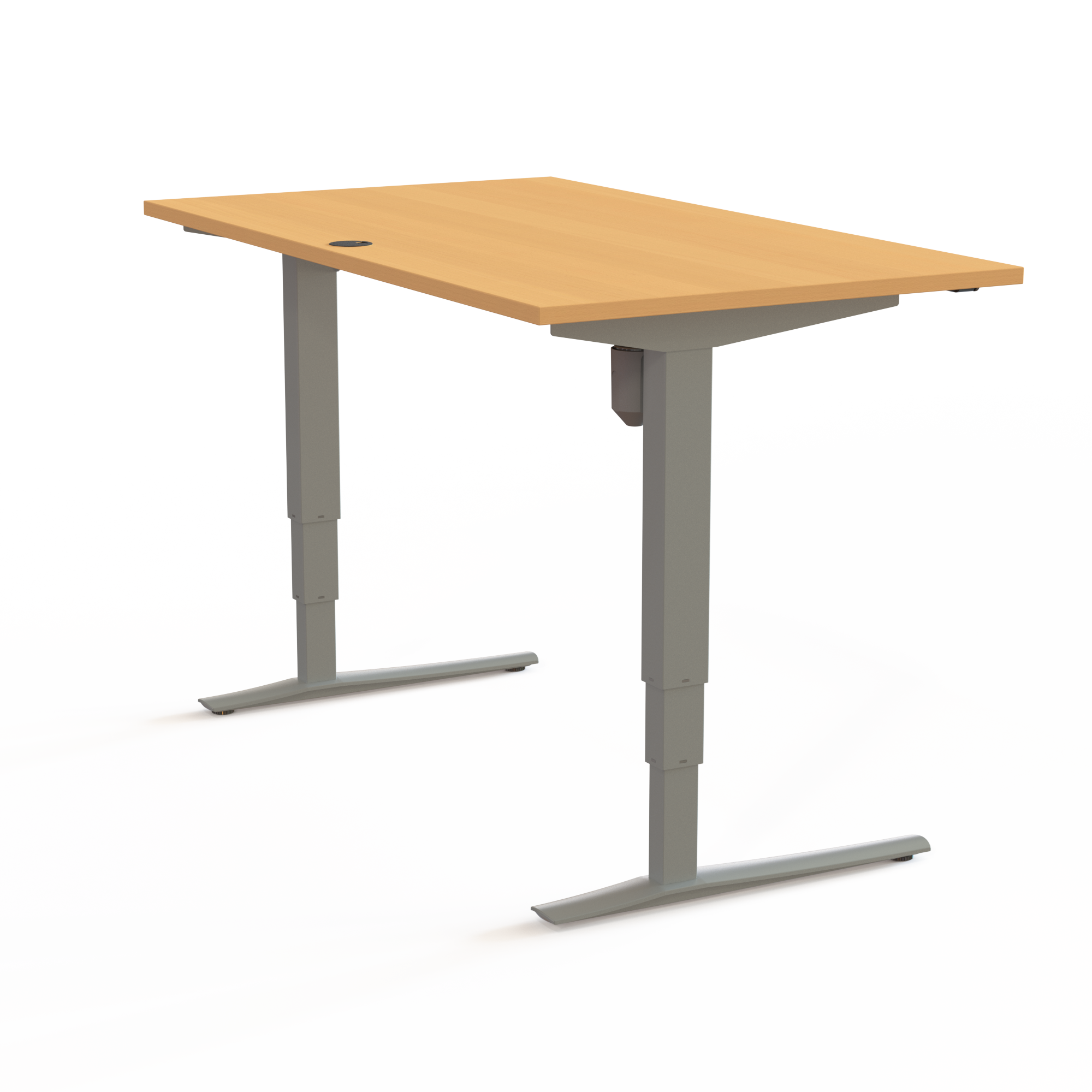 Schreibtisch steh/sitz | 140x80 cm | Buche mit silbernem Gestell