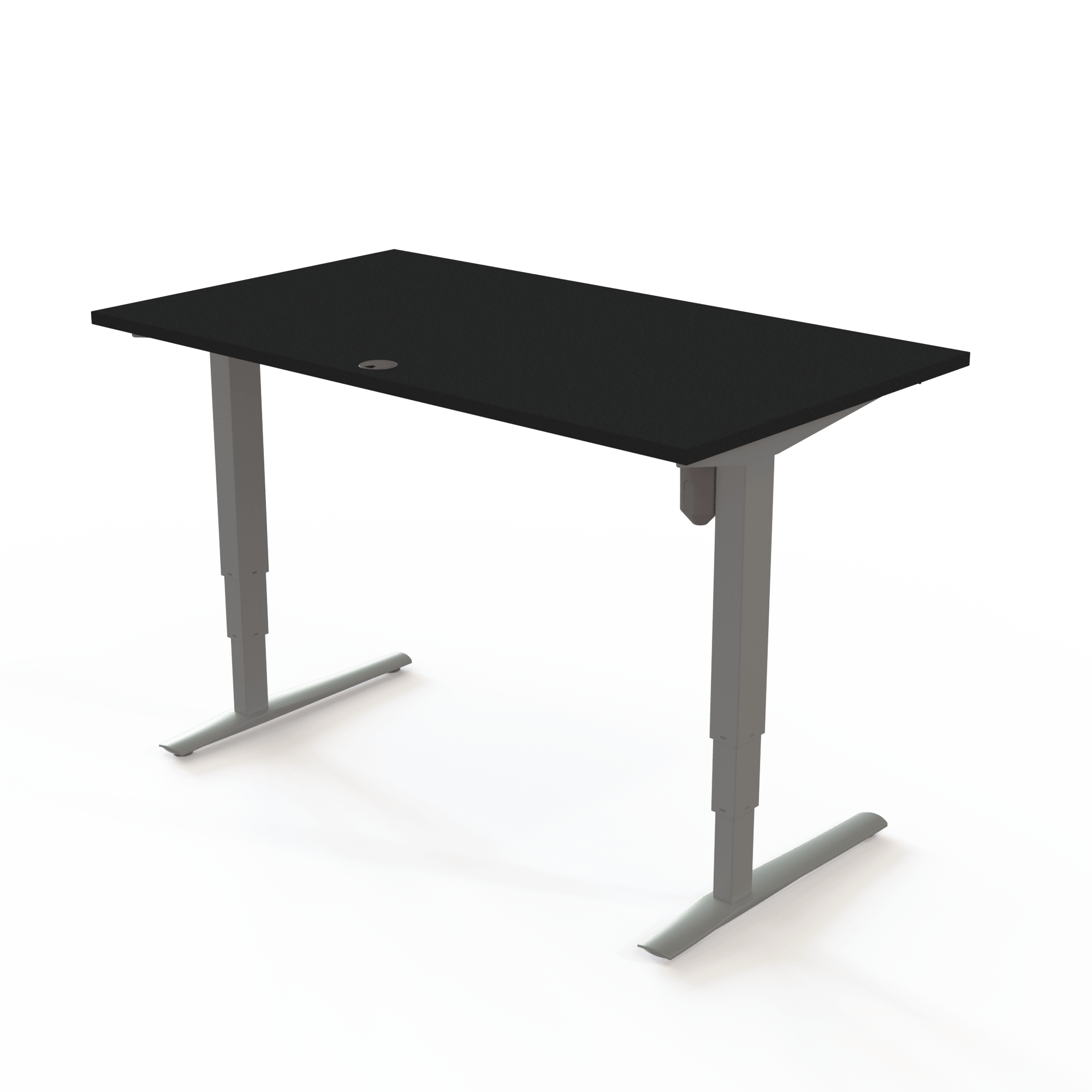 Schreibtisch steh/sitz | 140x80 cm | Schwarz mit silbernem Gestell