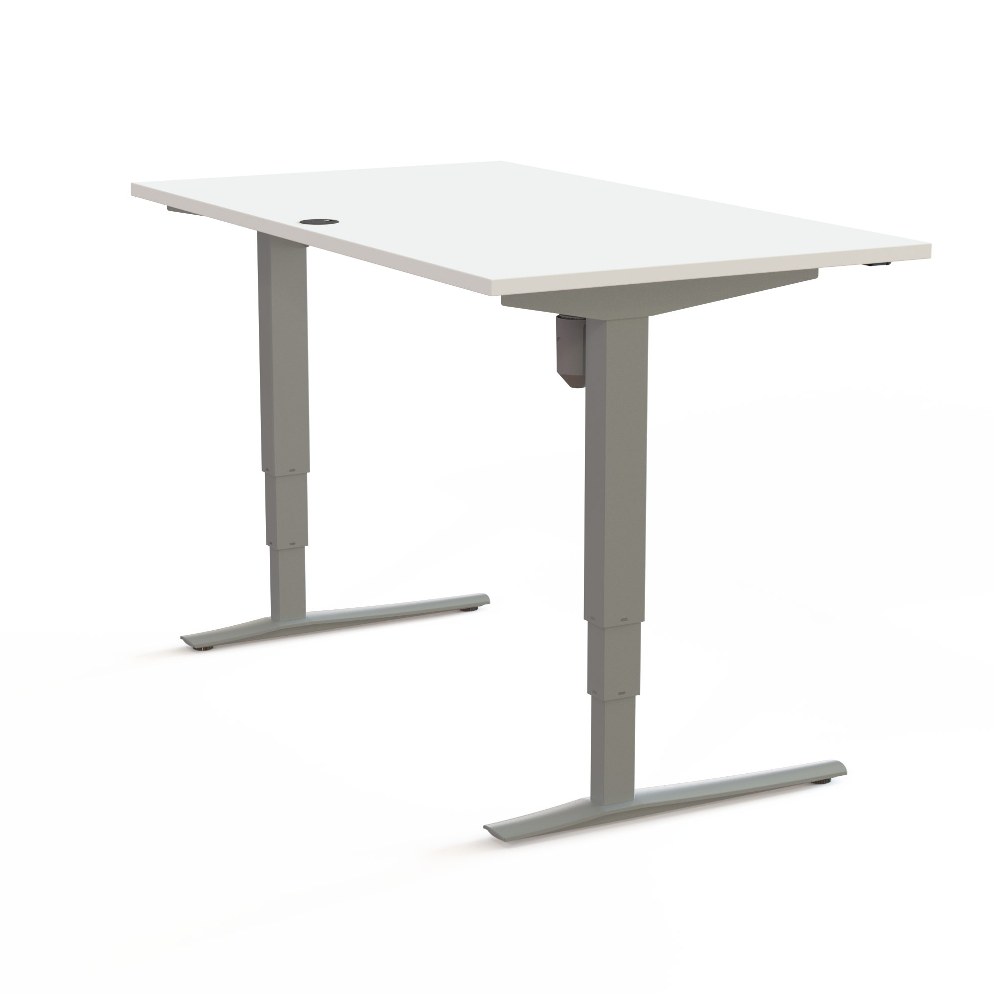 Schreibtisch steh/sitz | 140x80 cm | Weiß mit silbernem Gestell