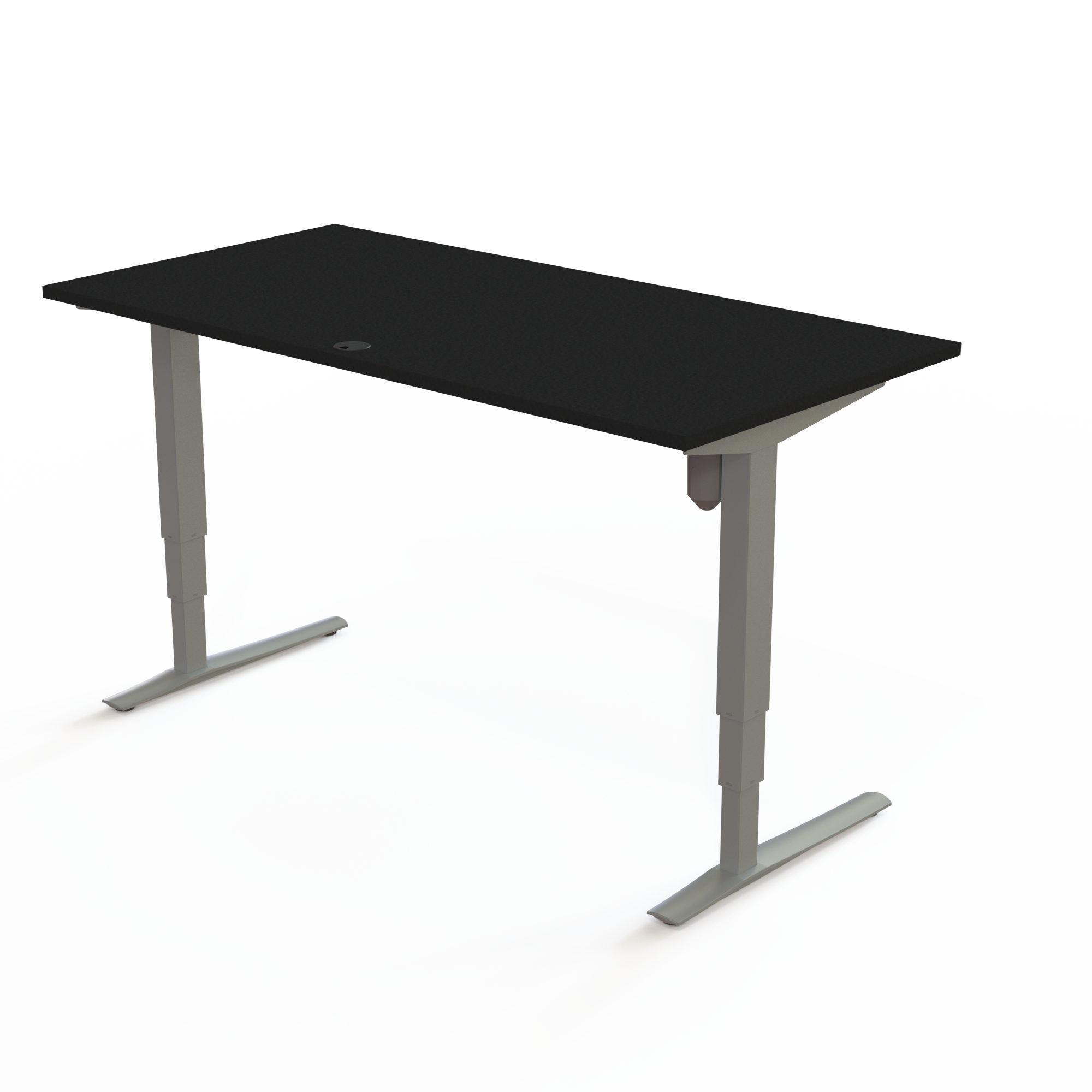 Schreibtisch steh/sitz | 160x80 cm | Schwarz mit silbernem Gestell