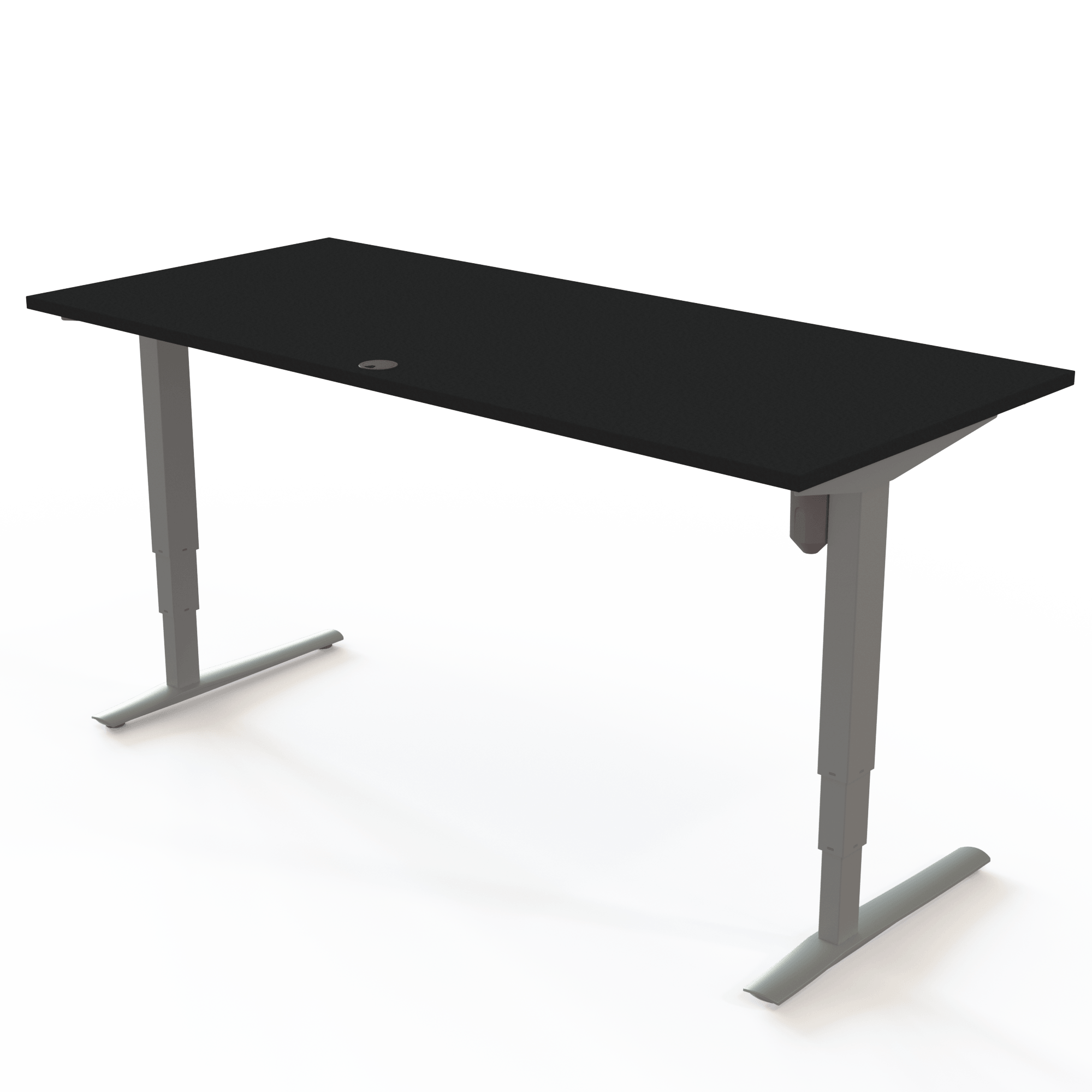 Schreibtisch steh/sitz | 180x80 cm | Schwarz mit silbernem Gestell