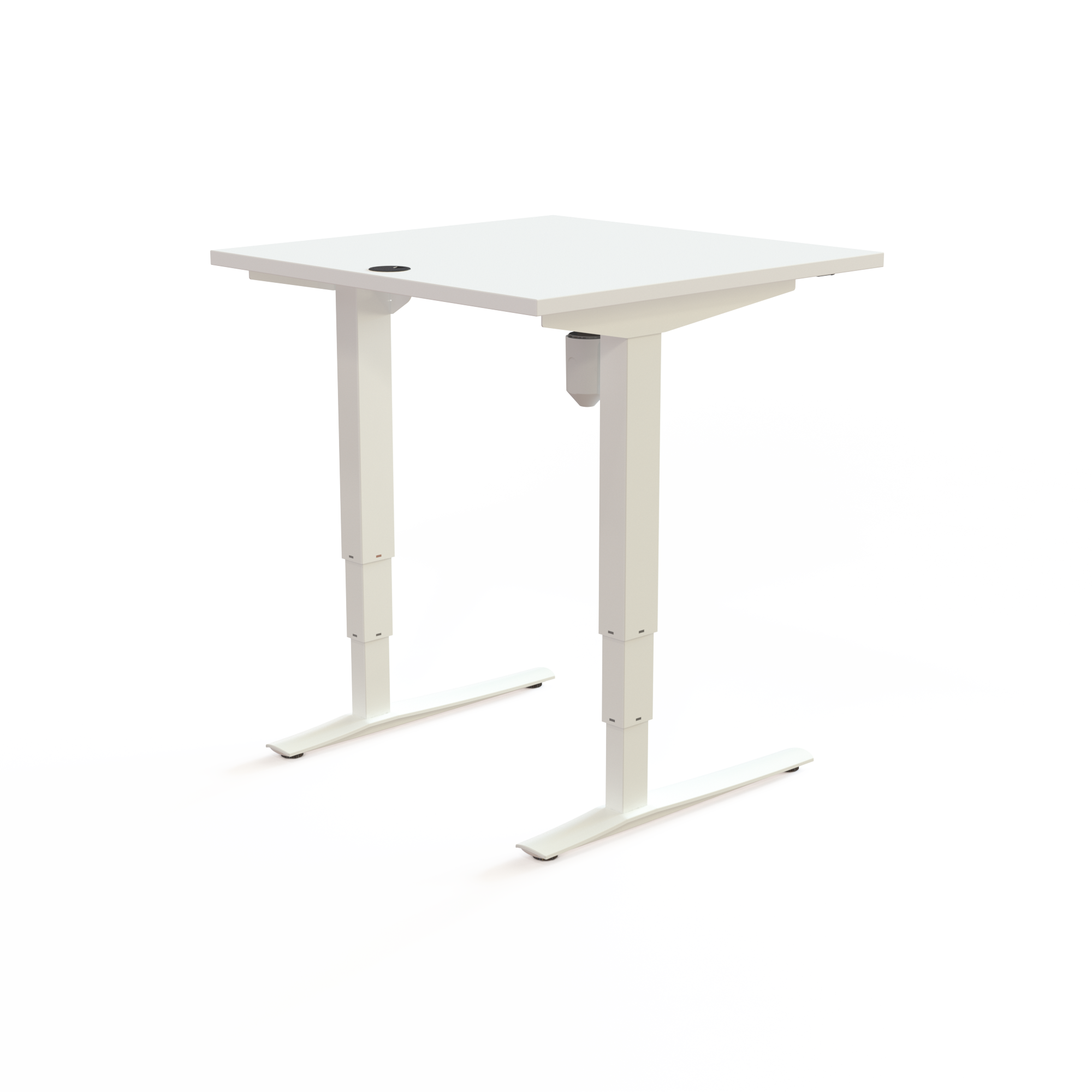 Schreibtisch steh/sitz | 80x80 cm | Weiß mit weißem Gestell