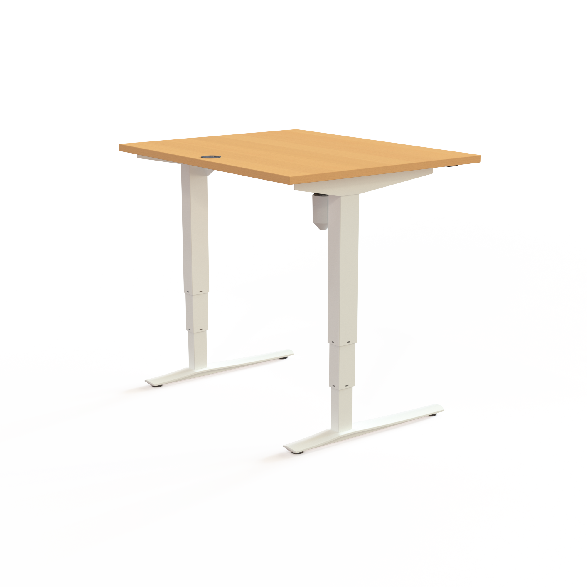 Schreibtisch steh/sitz | 100x80 cm | Buche mit weißem Gestell